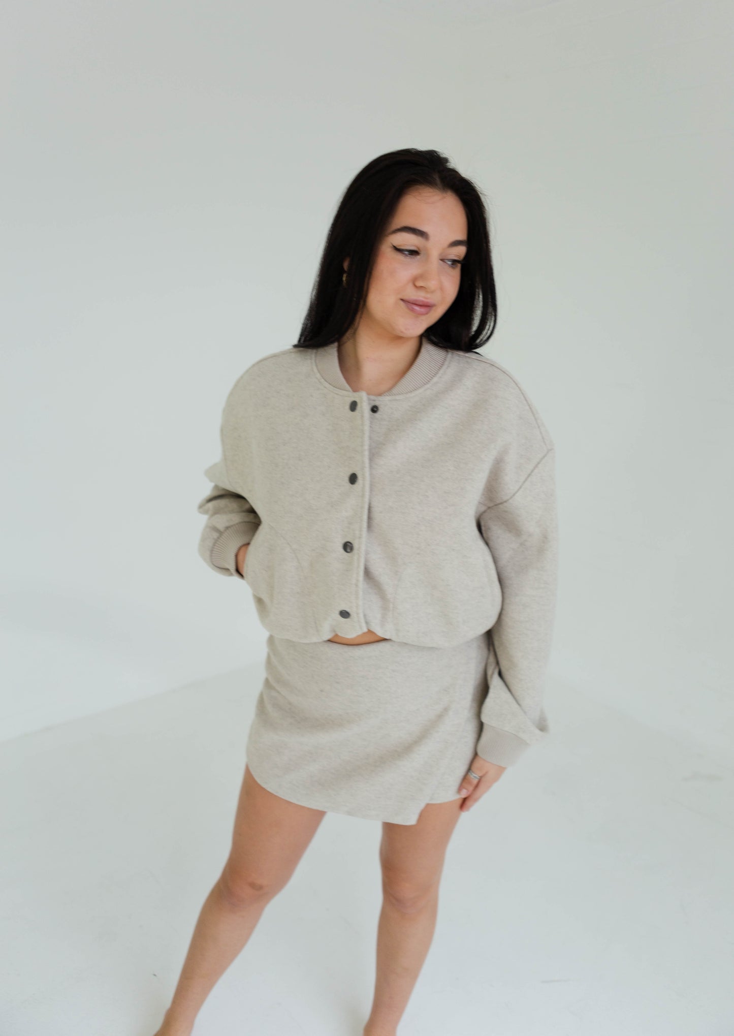 Oatmeal Semi Casual Bomber Jacket