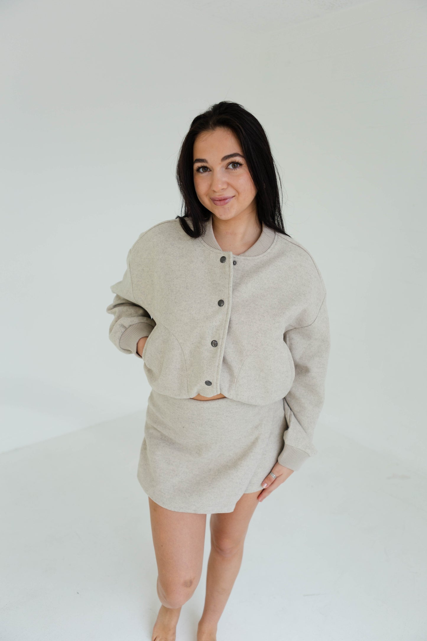 Oatmeal Semi Casual Bomber Jacket