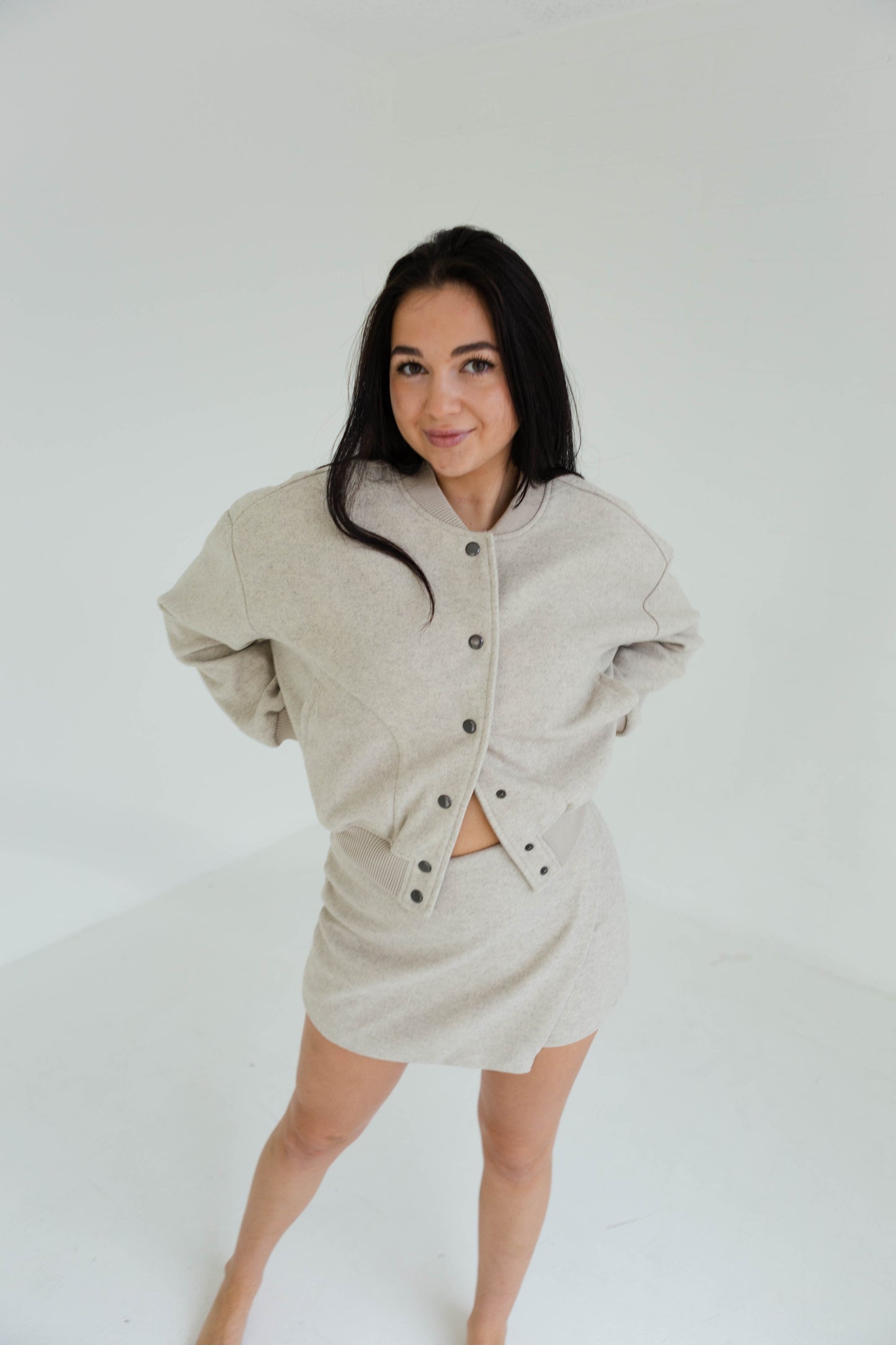 Oatmeal Semi Casual Bomber Jacket