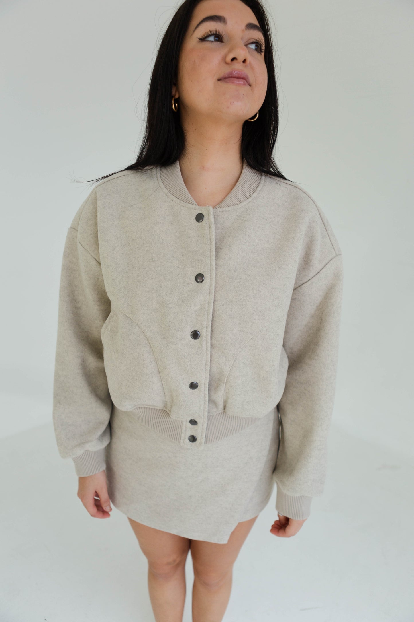 Oatmeal Semi Casual Bomber Jacket