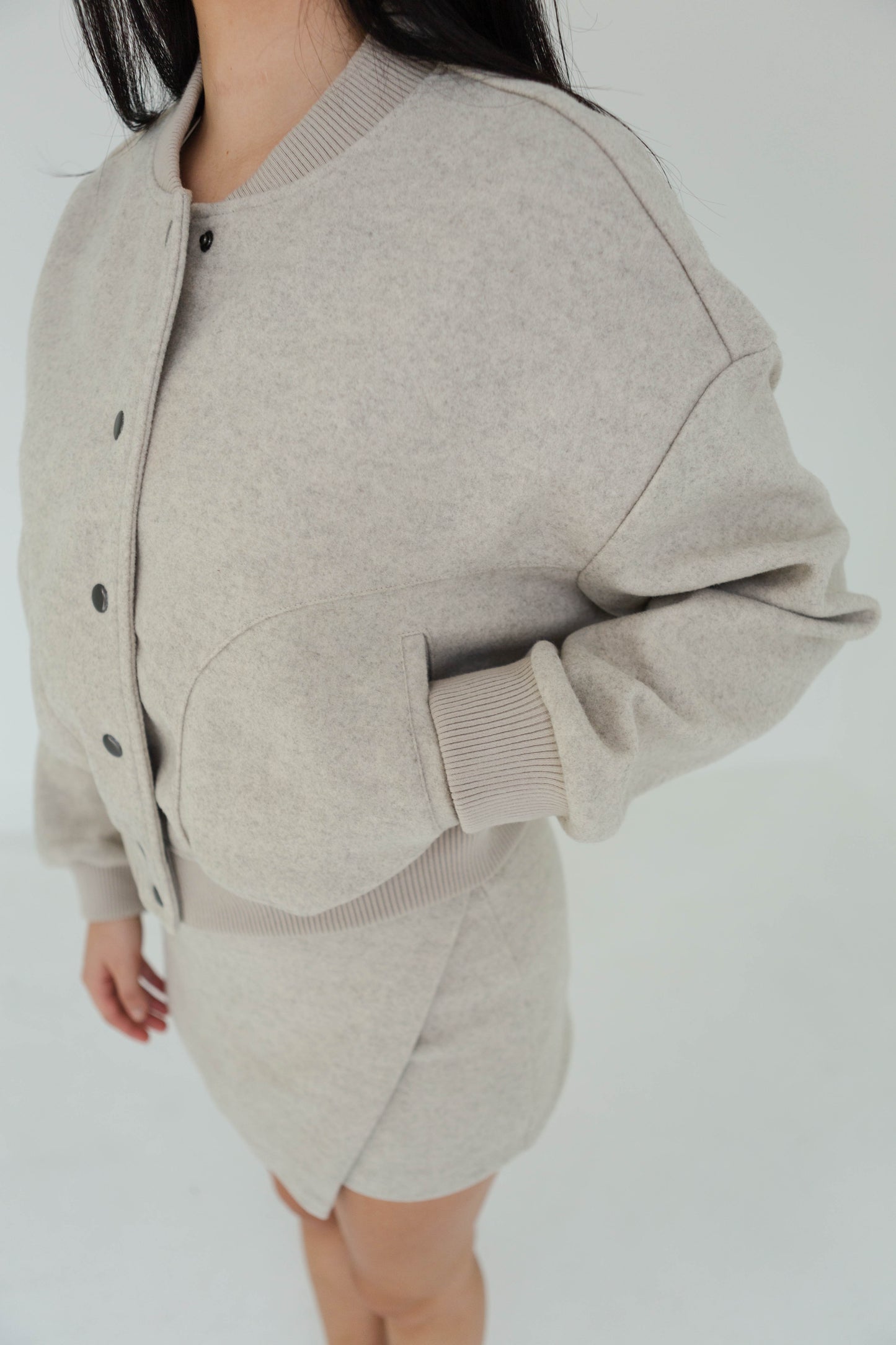 Oatmeal Semi Casual Bomber Jacket