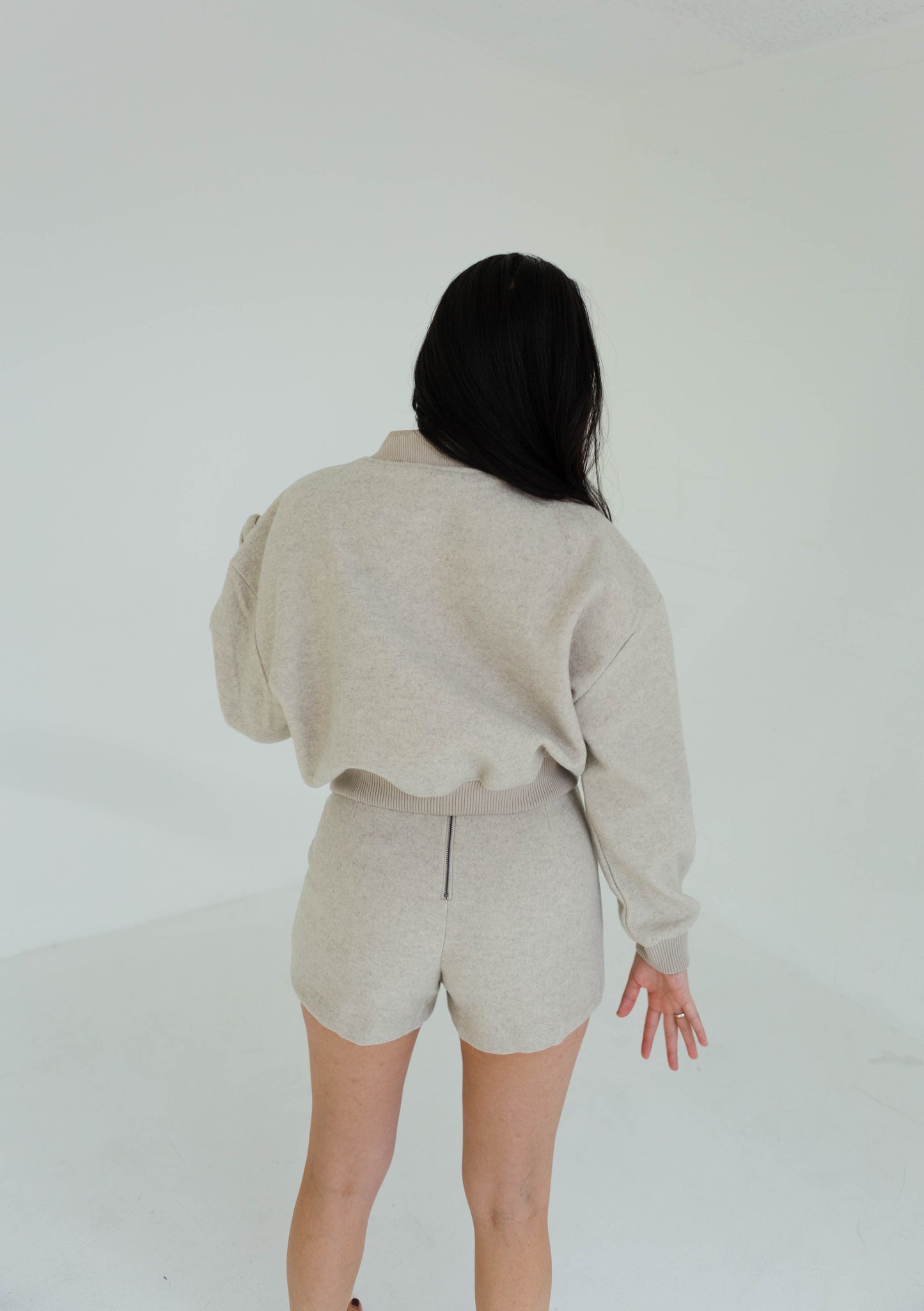 Oatmeal Semi Casual Bomber Jacket