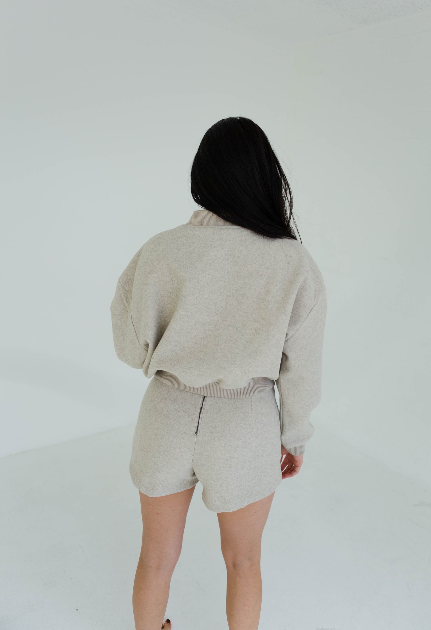 Oatmeal Semi Casual Bomber Jacket