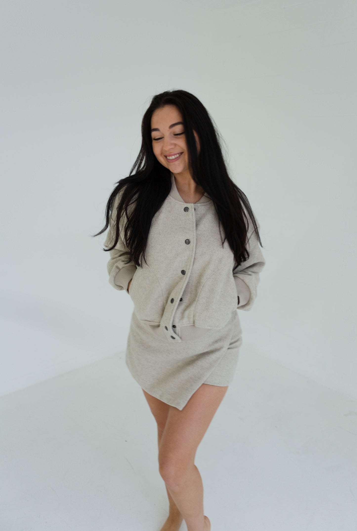 Oatmeal Semi Casual Bomber Jacket
