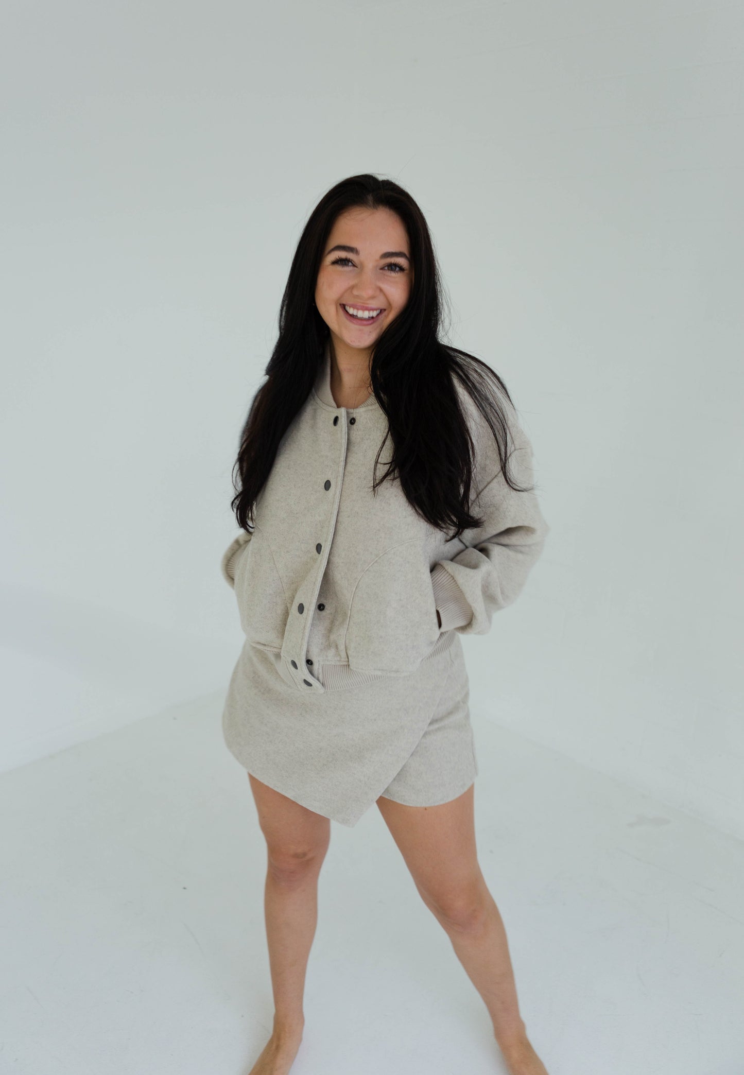 Oatmeal Semi Casual Bomber Jacket