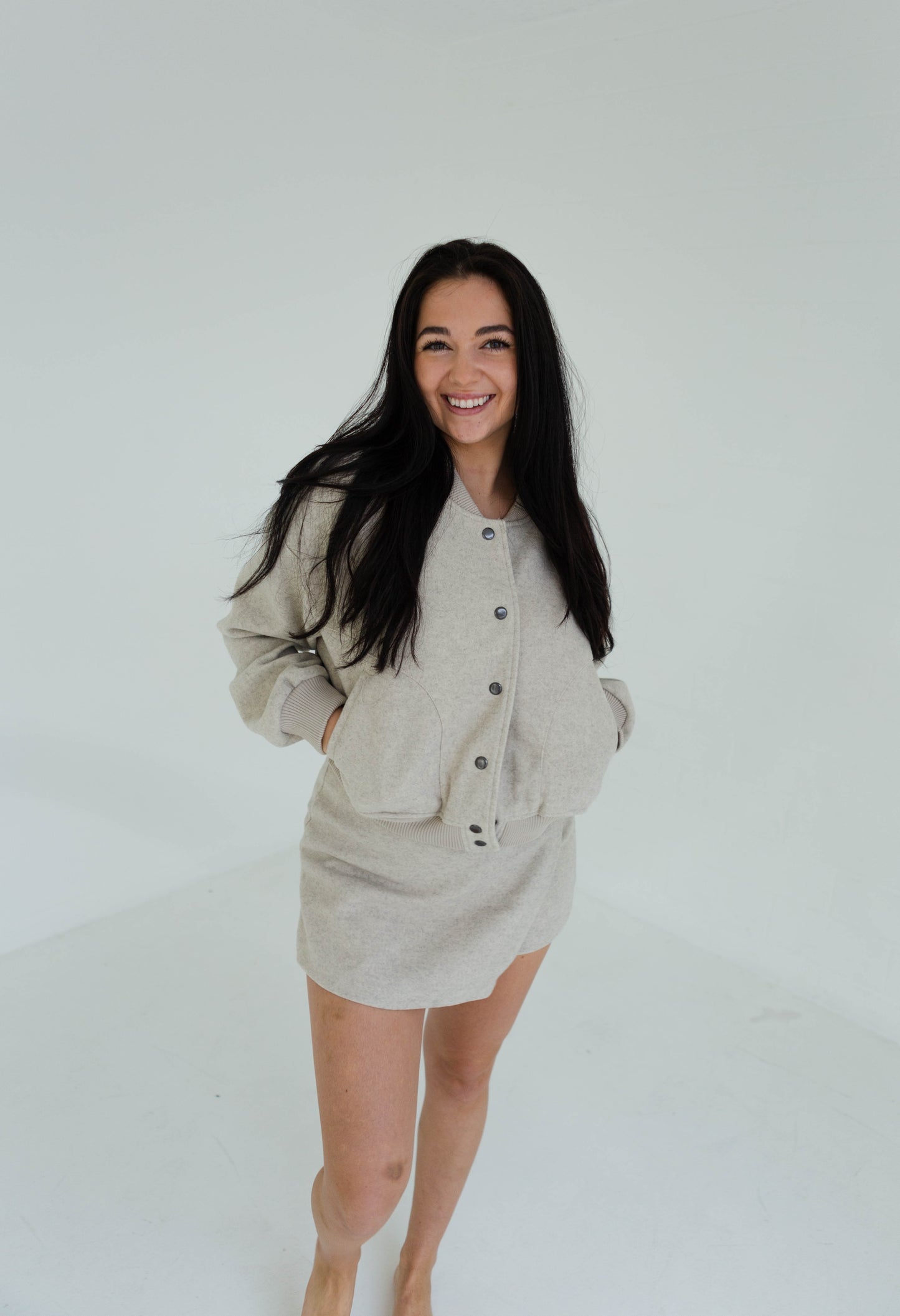 Oatmeal Semi Casual Bomber Jacket
