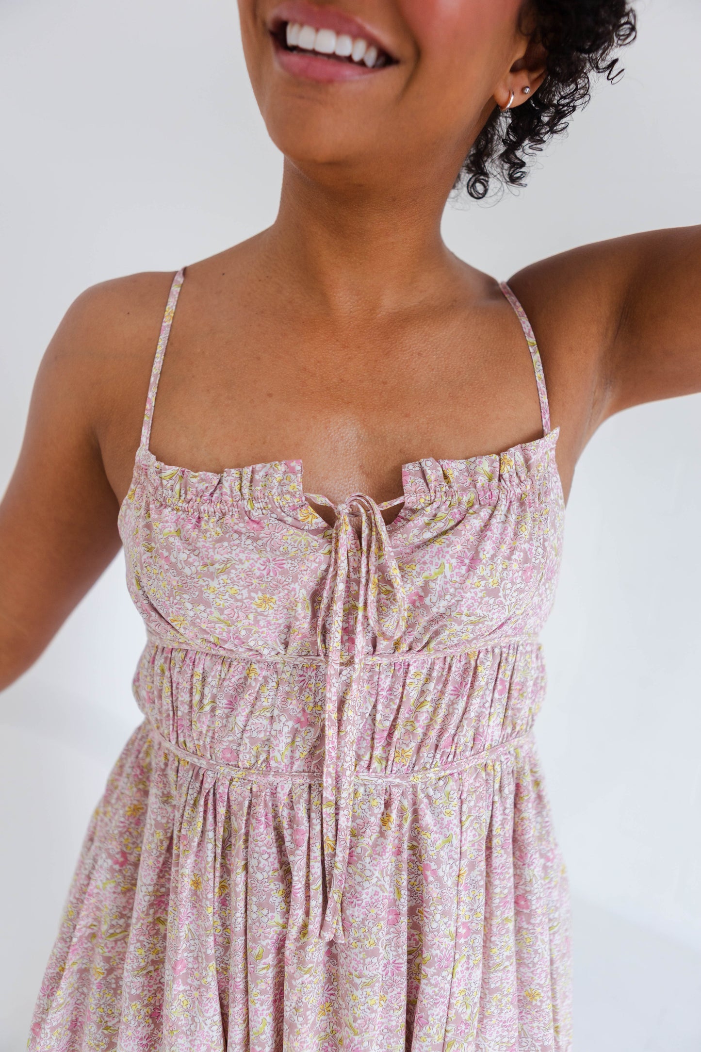 Dusty Peony Cotton Floral Maxi Dress
