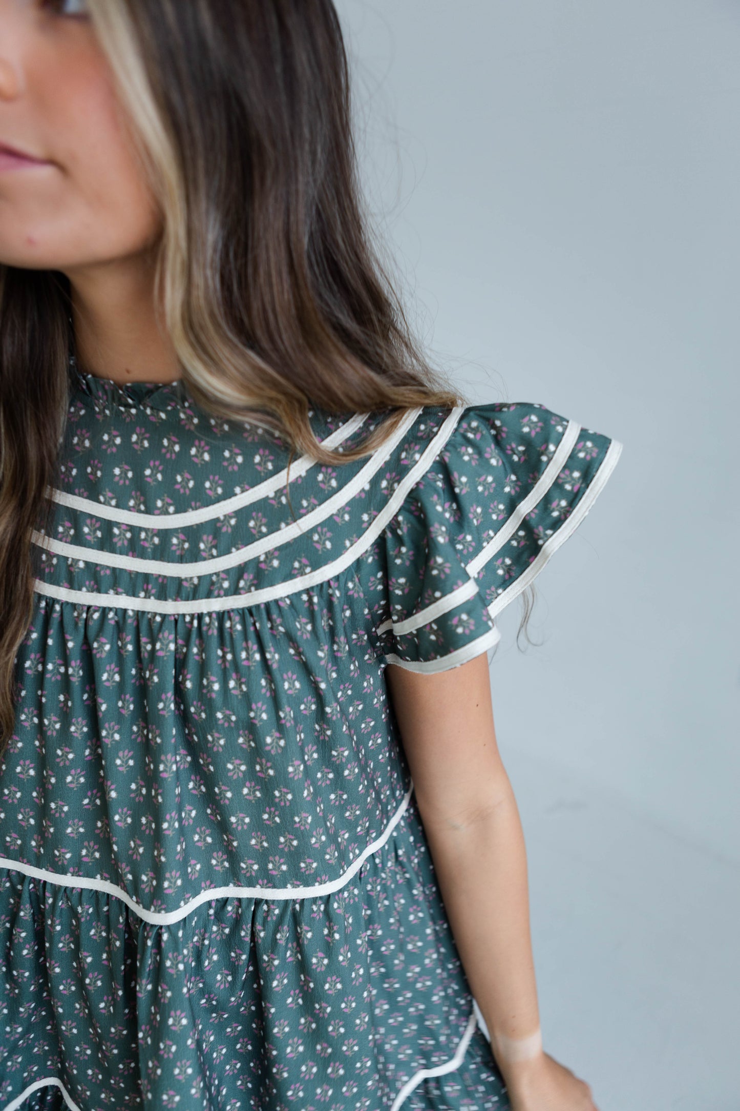 Olive High Neck Floral Mini Dress