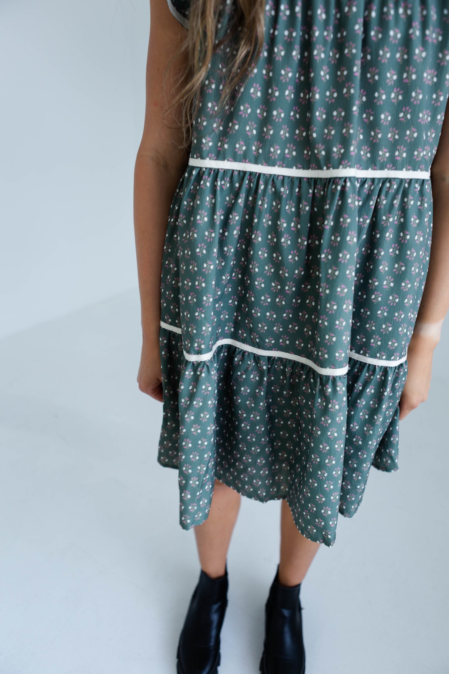 Olive High Neck Floral Mini Dress