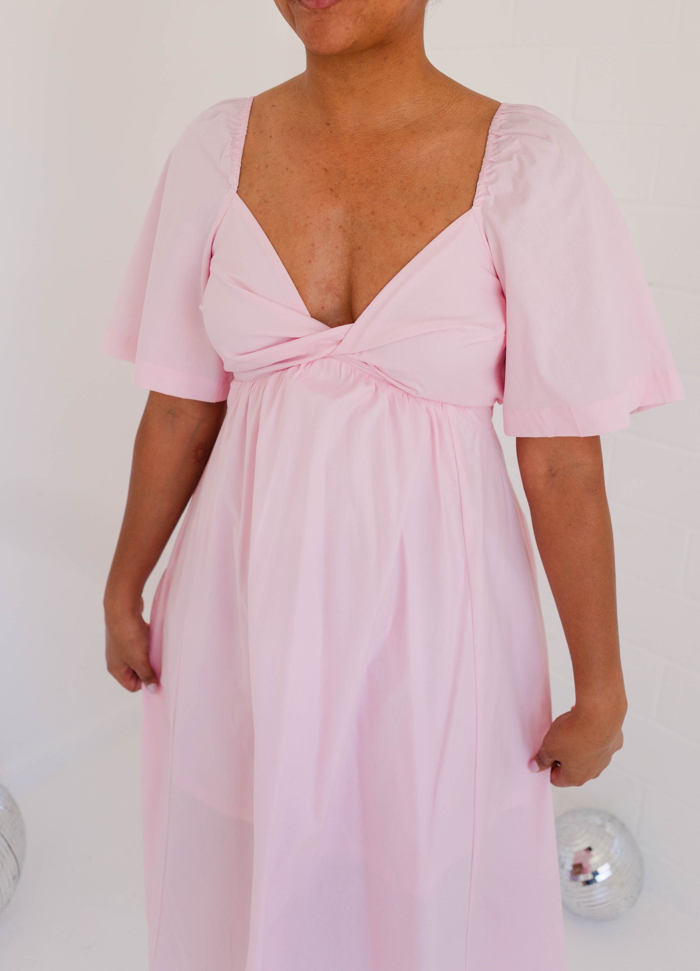 Bubblegum Poplin Midi Dress