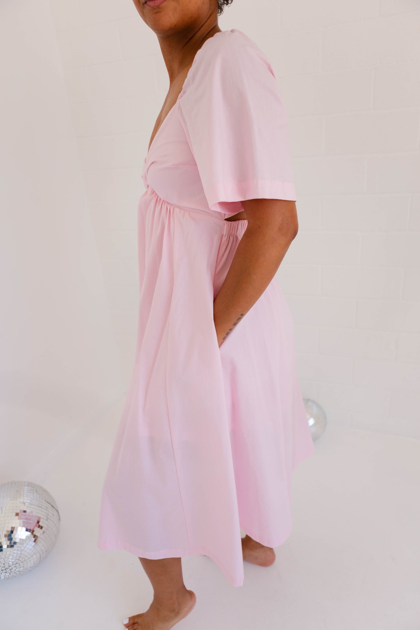 Bubblegum Poplin Midi Dress