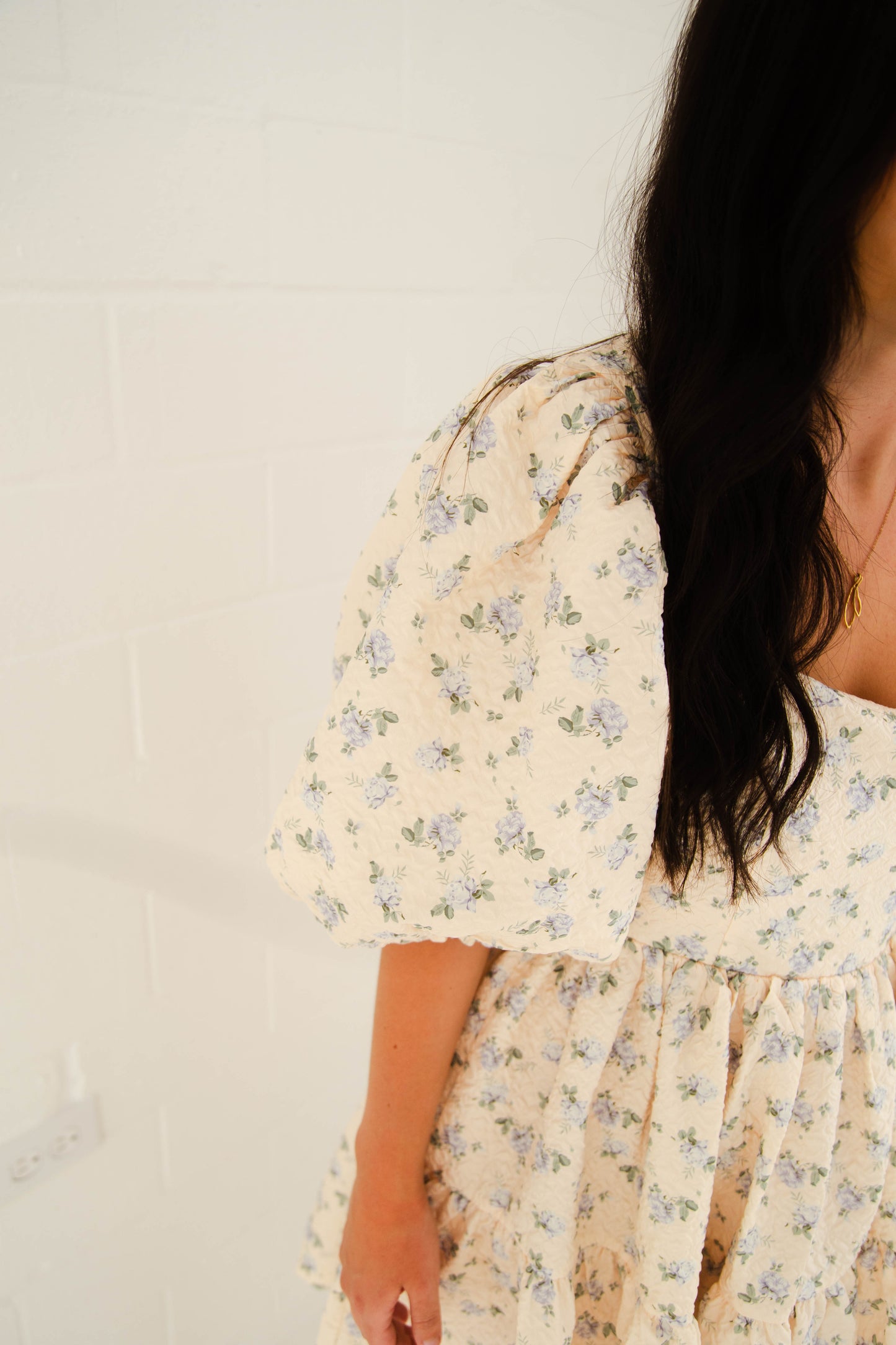 Buttercream Quilted Cream Floral Mini Dress