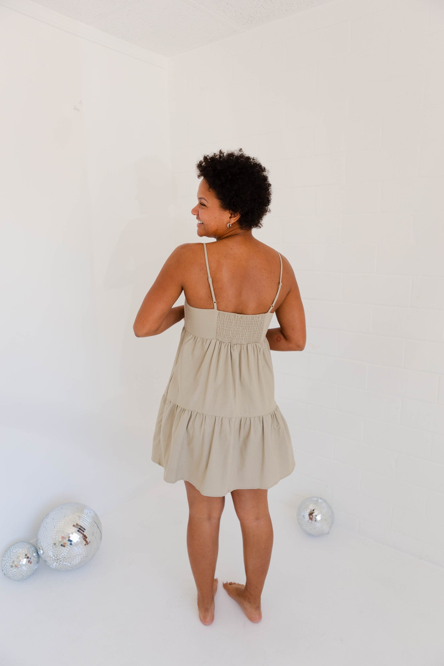Olive Cami Button Up Tiered Dress