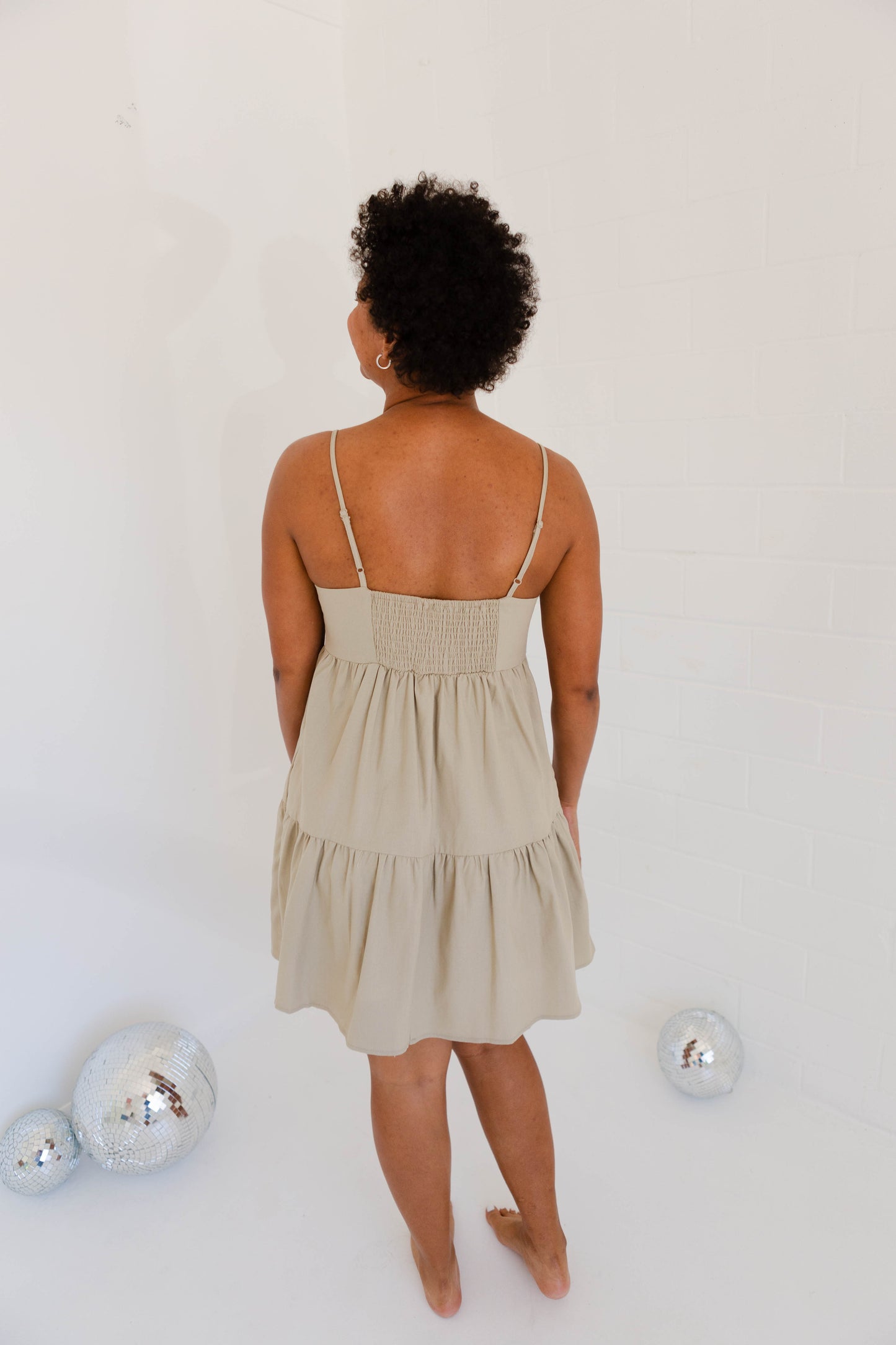Olive Cami Button Up Tiered Dress