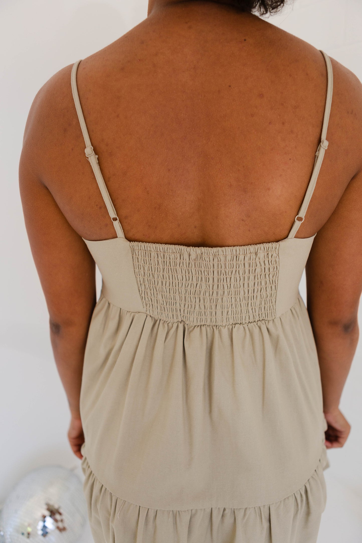 Olive Cami Button Up Tiered Dress