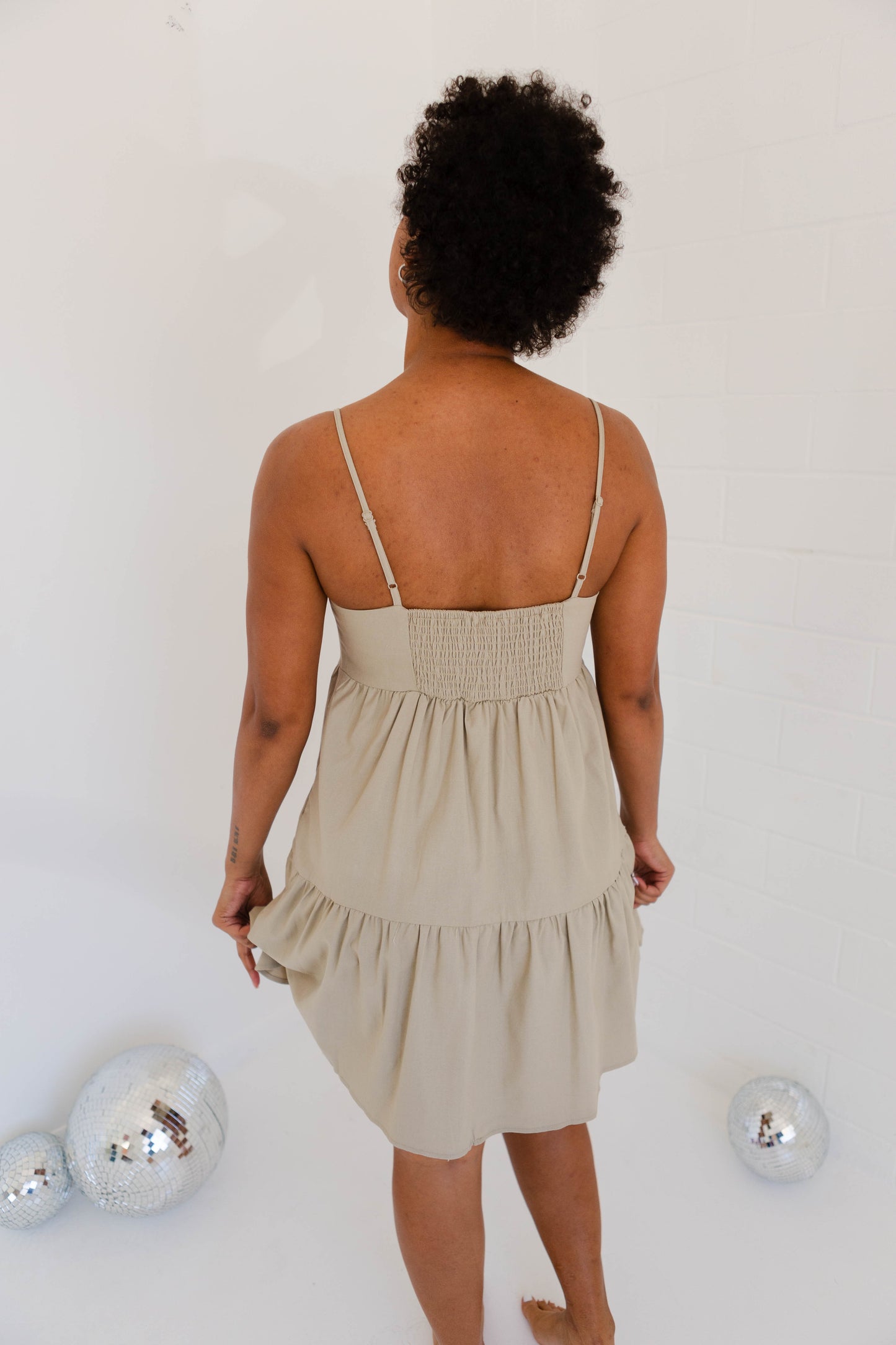 Olive Cami Button Up Tiered Dress