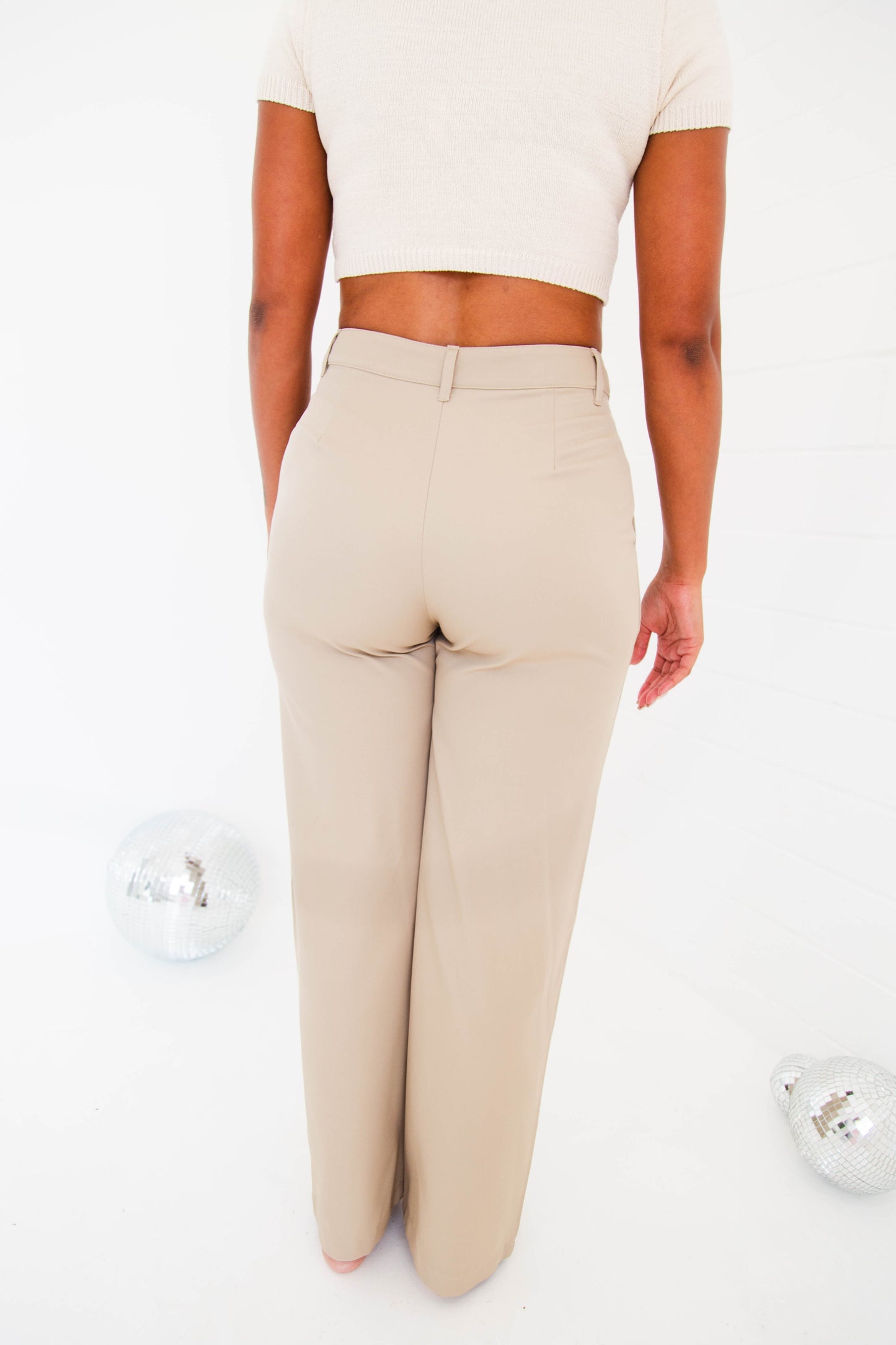 Taupe Wide Leg Trousers