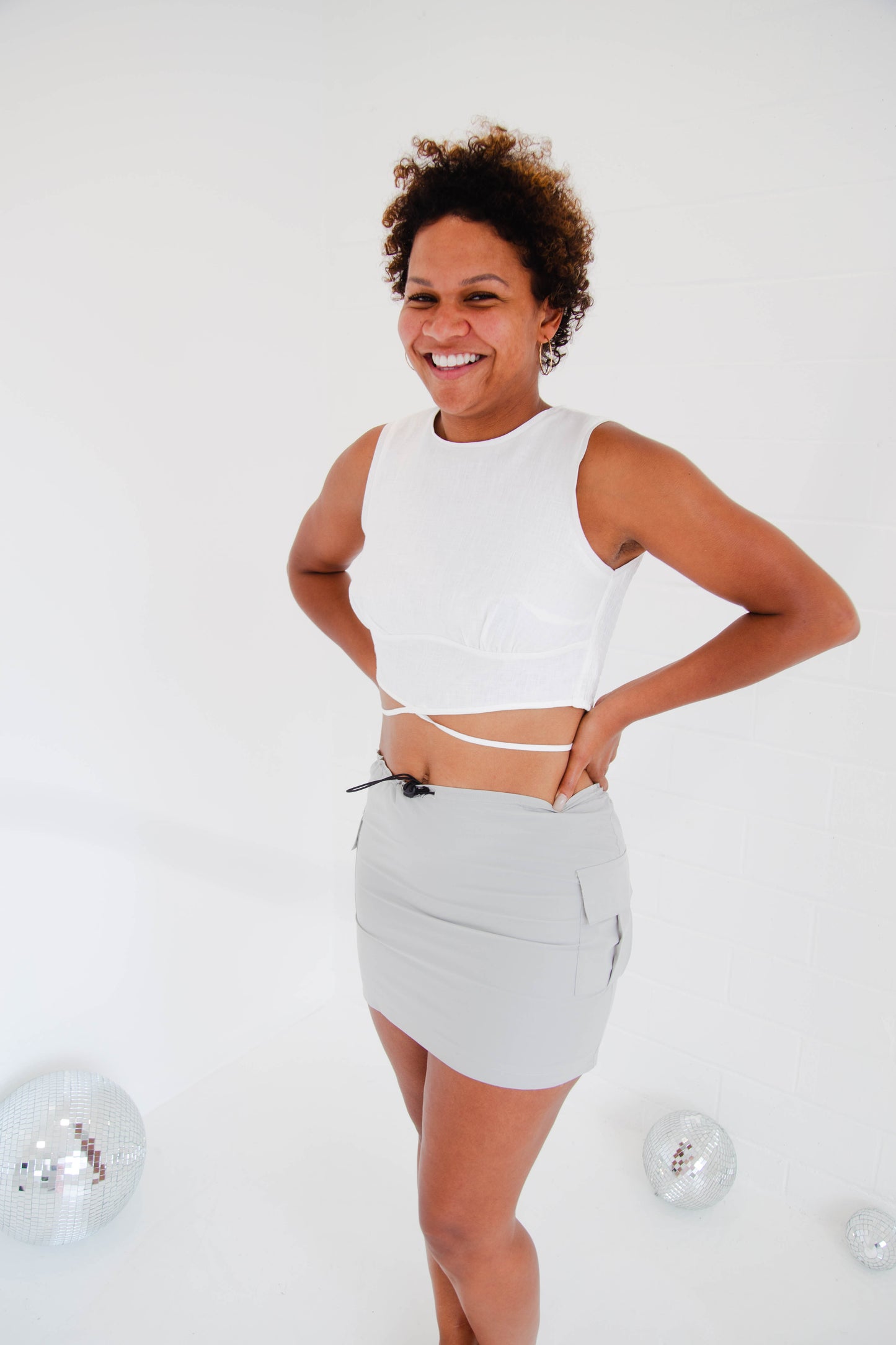 Dove Grey Parachute Mini Skirt