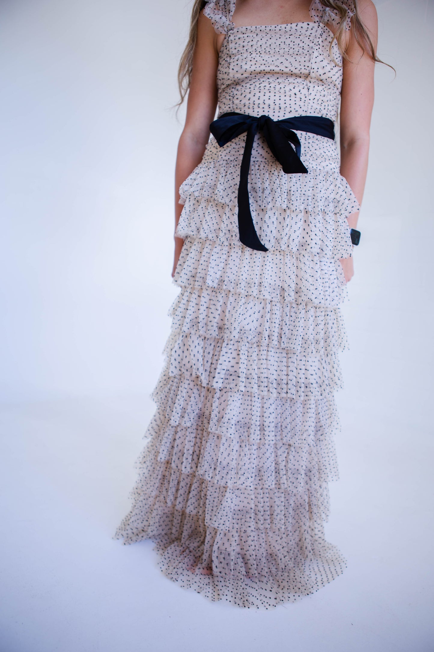 Nude Ruffled Tiered Maxi Dress