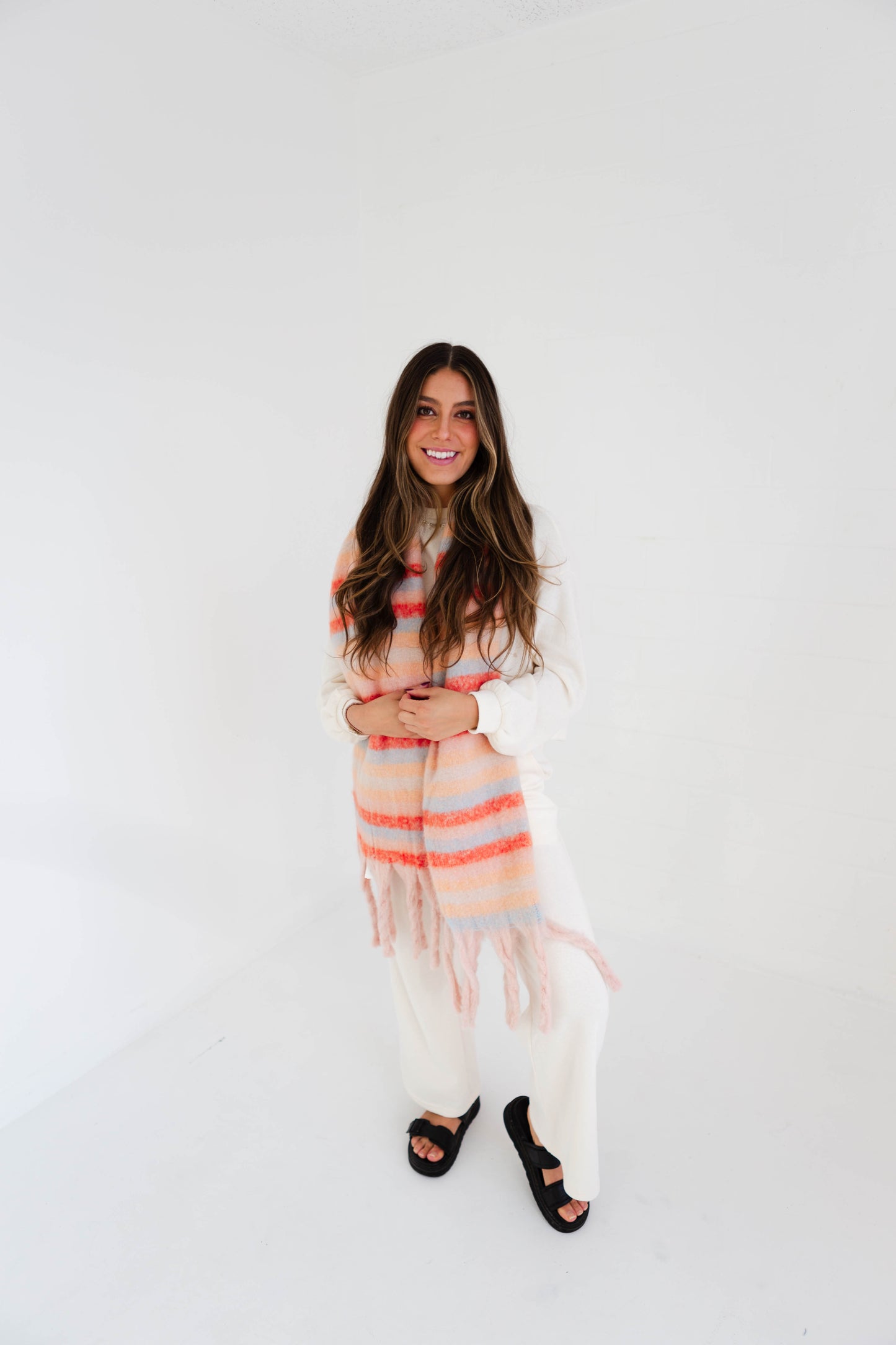 Cream Knit Sweat Top & Wide Leg Pants Set