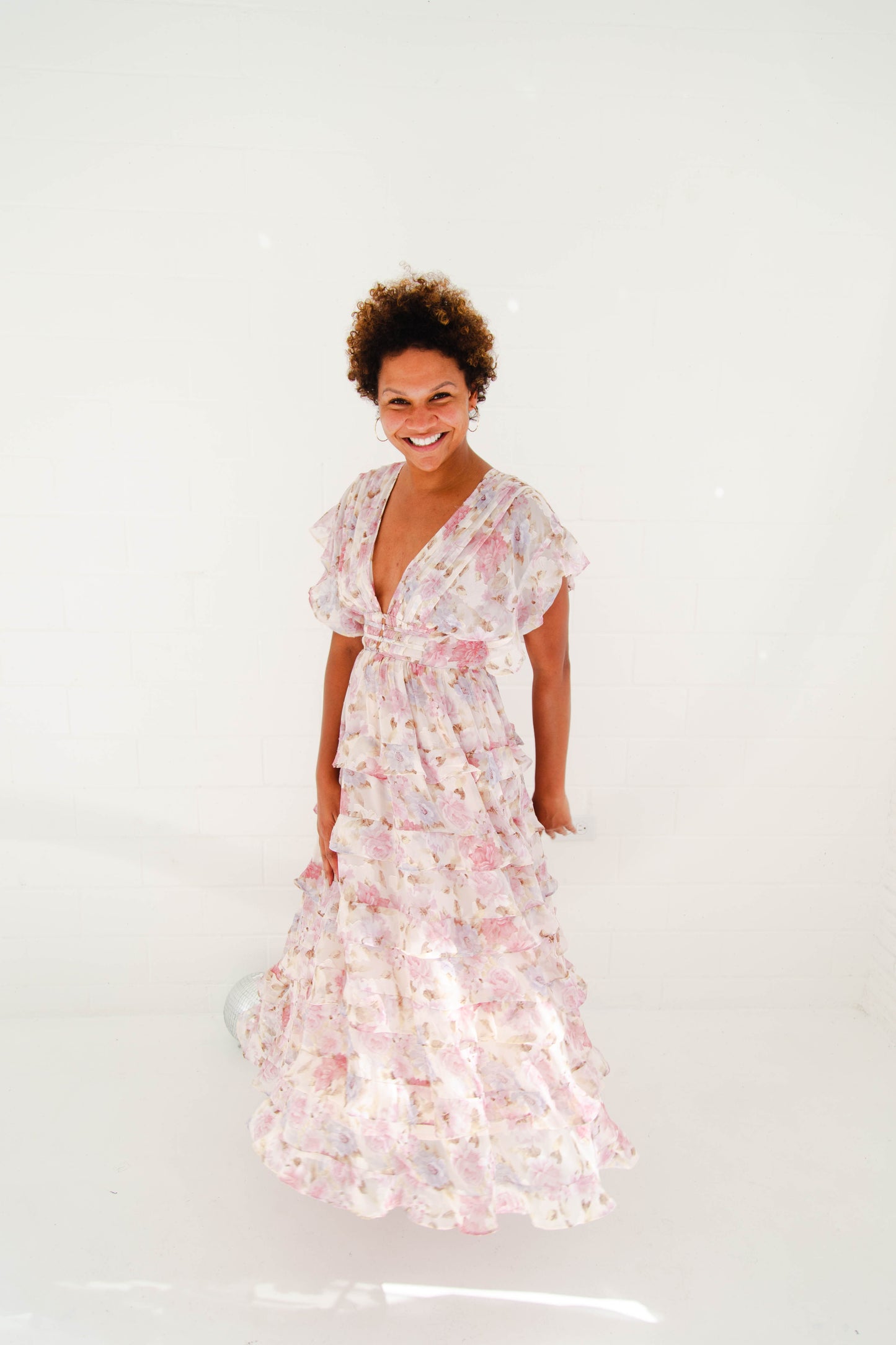 Pink Multi Floral Ruffle Dress