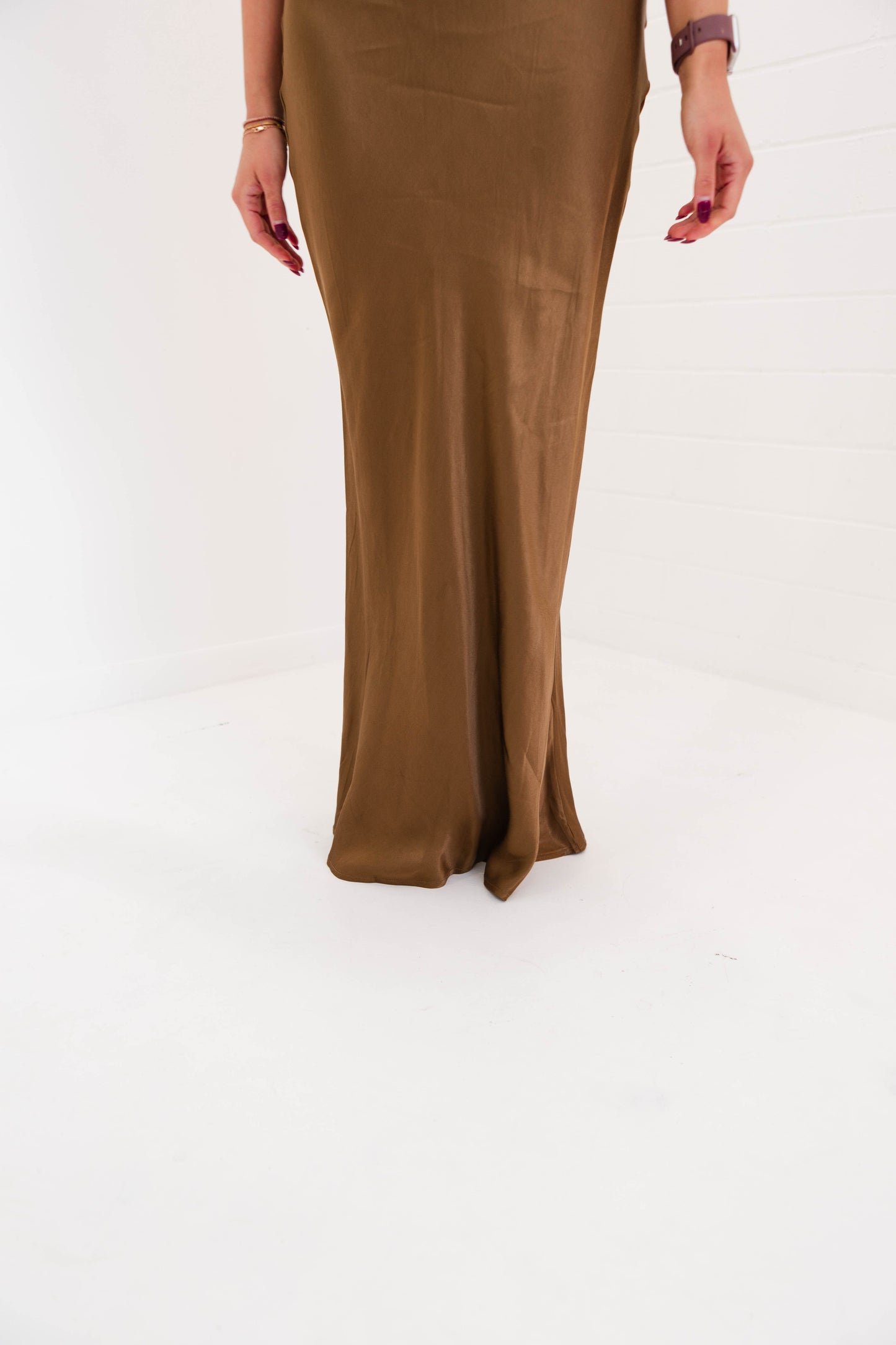 Bronze Tube Top Satin Dress