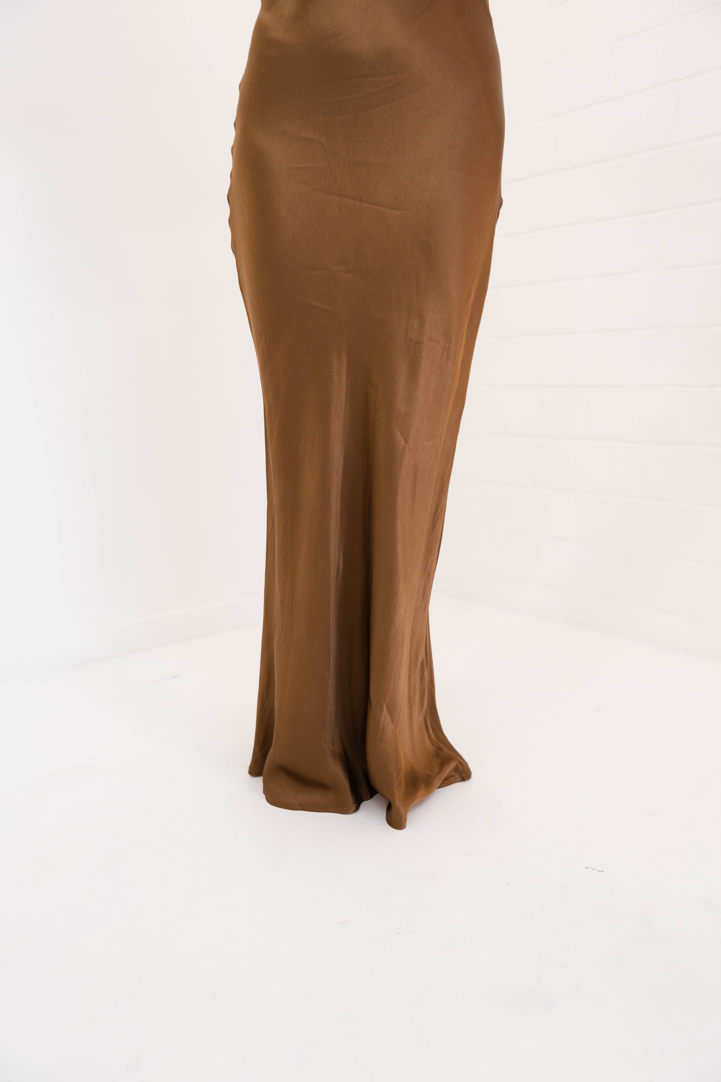 Bronze Tube Top Satin Dress