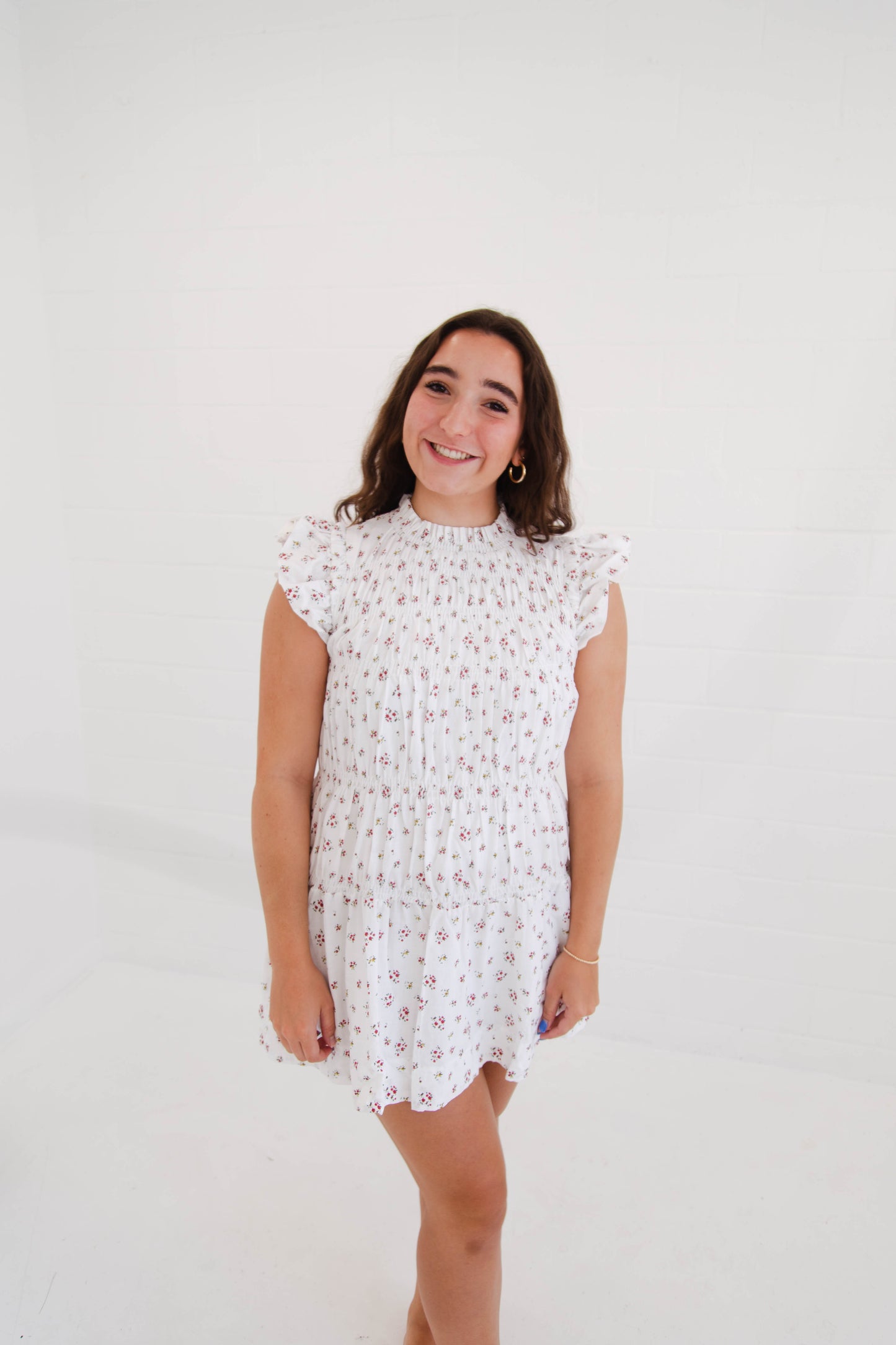 White Floral Mini Dress