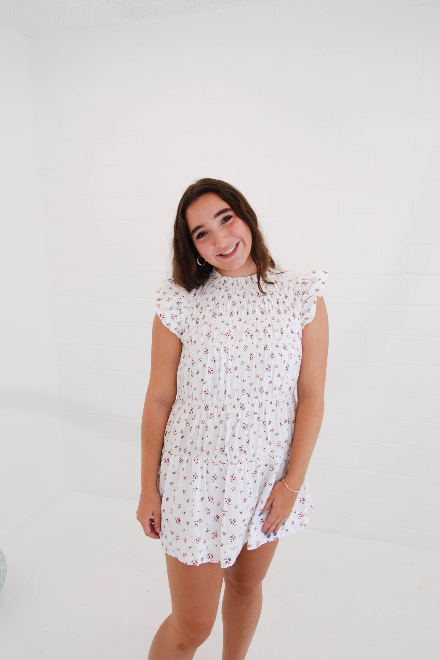 White Floral Mini Dress