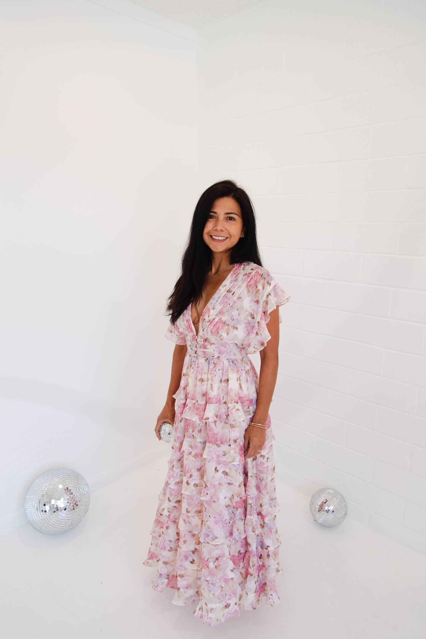 Pink Multi Floral Ruffle Dress