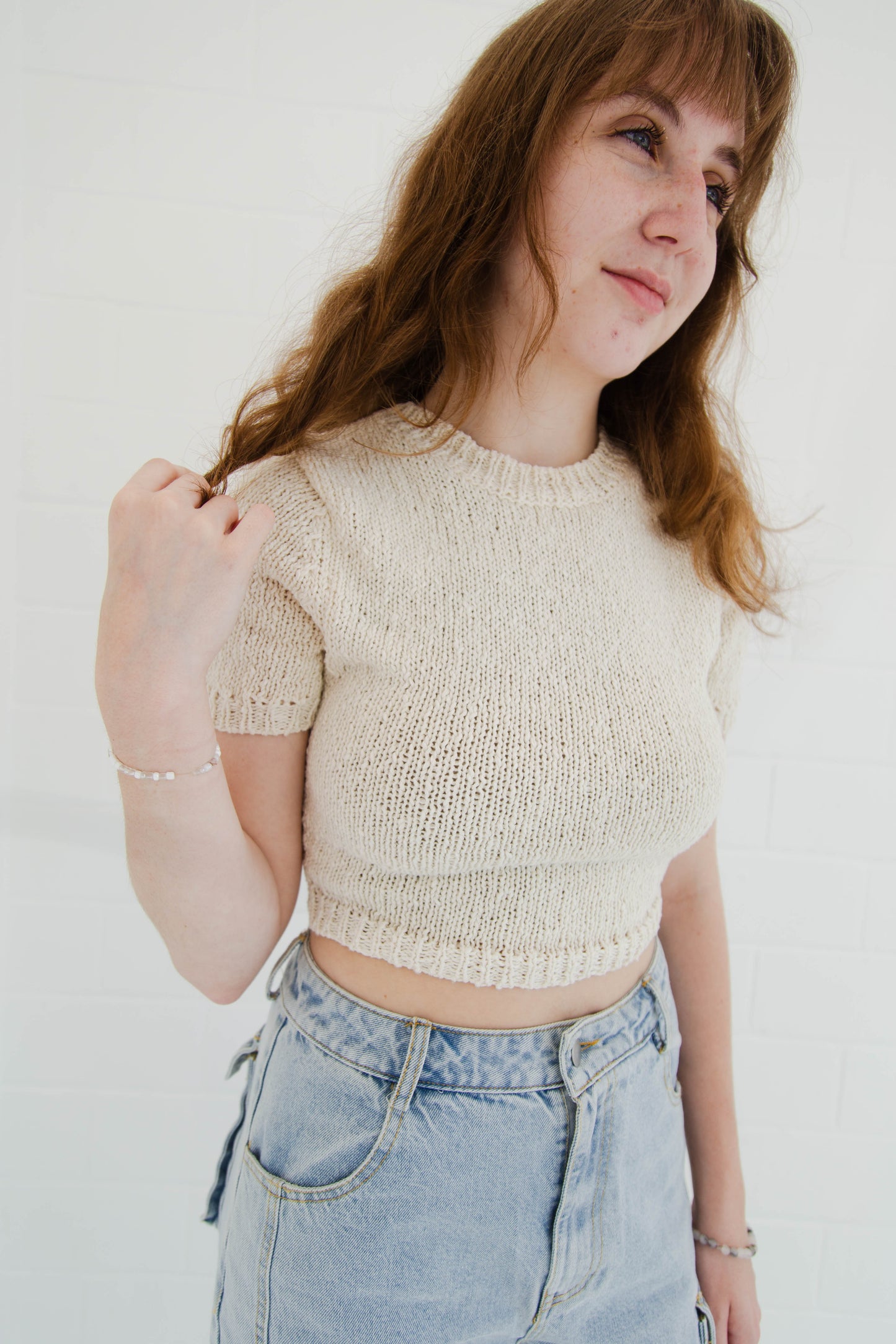 Ivory Boucle Knit Top