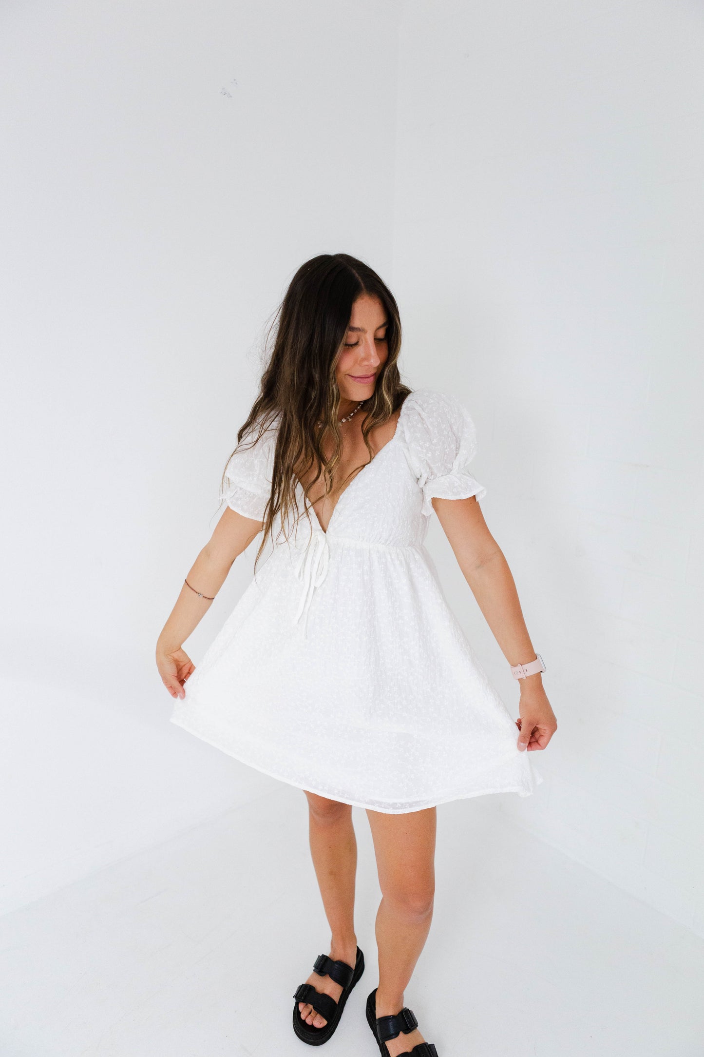 Ivory Eyelet Mini Dress
