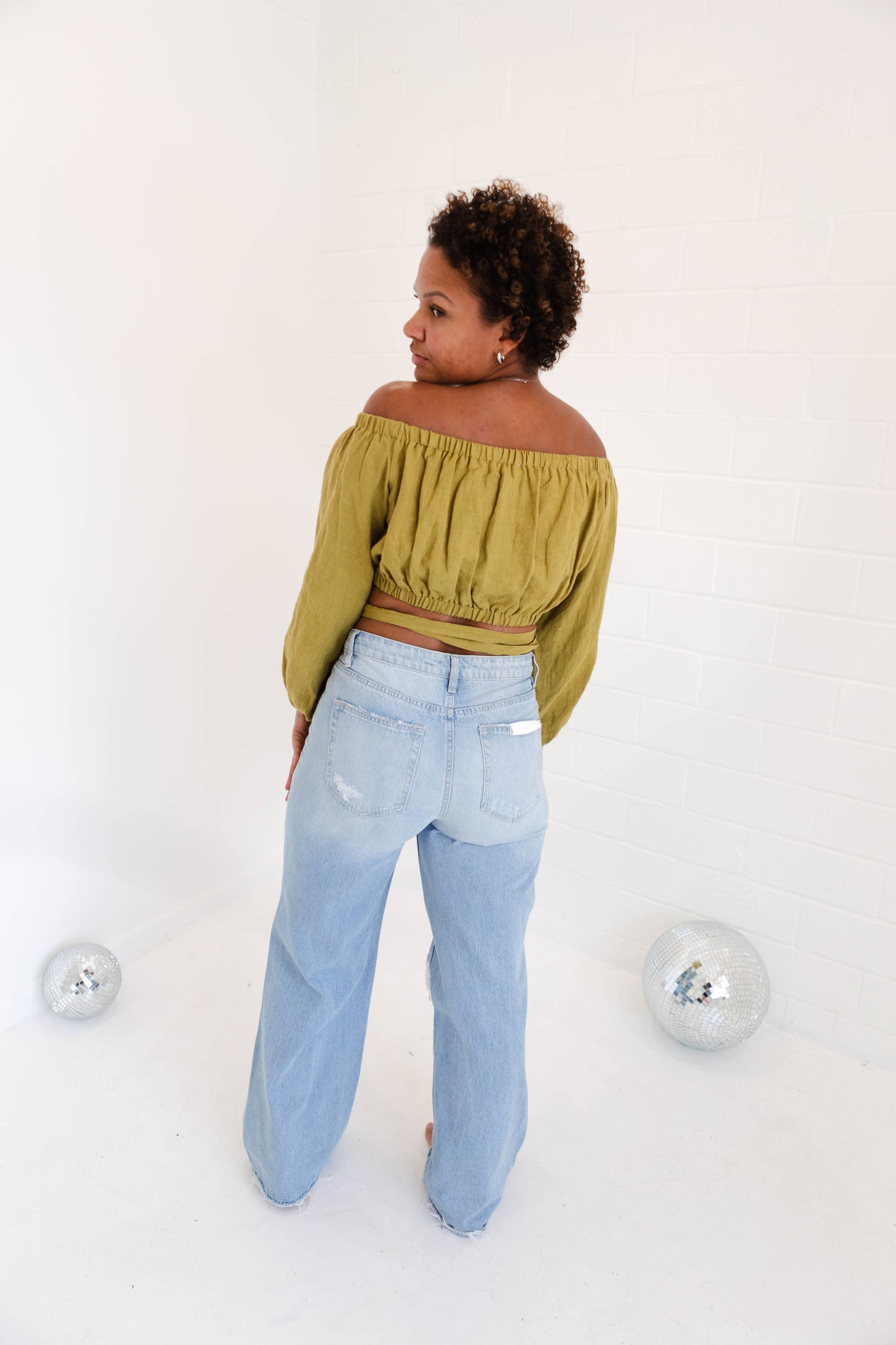 Evangeline Tie Crop Top Woven