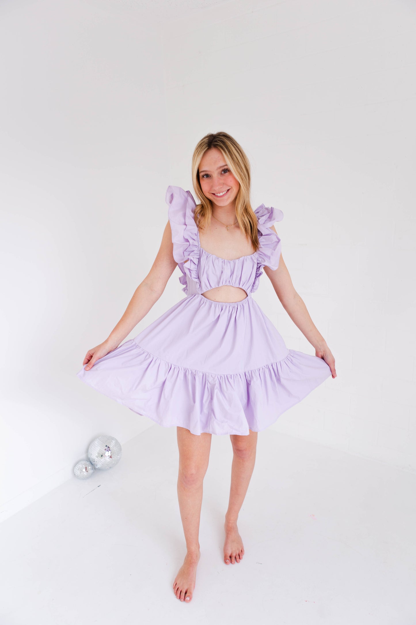 Light Lavender Front Cut Out Mini Dress