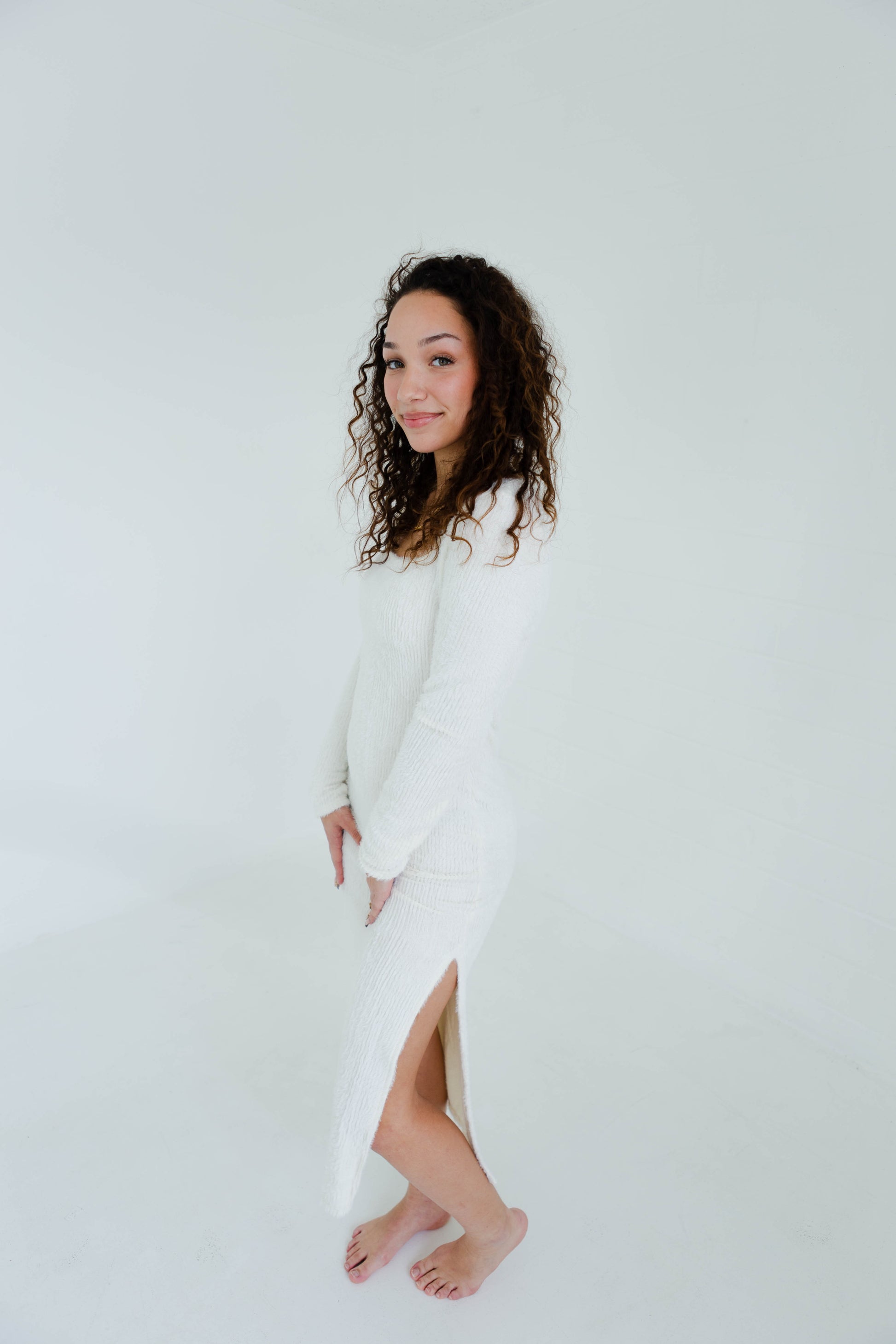 fuzzy midi dress Fuzzy Sweater Midi Dress M
