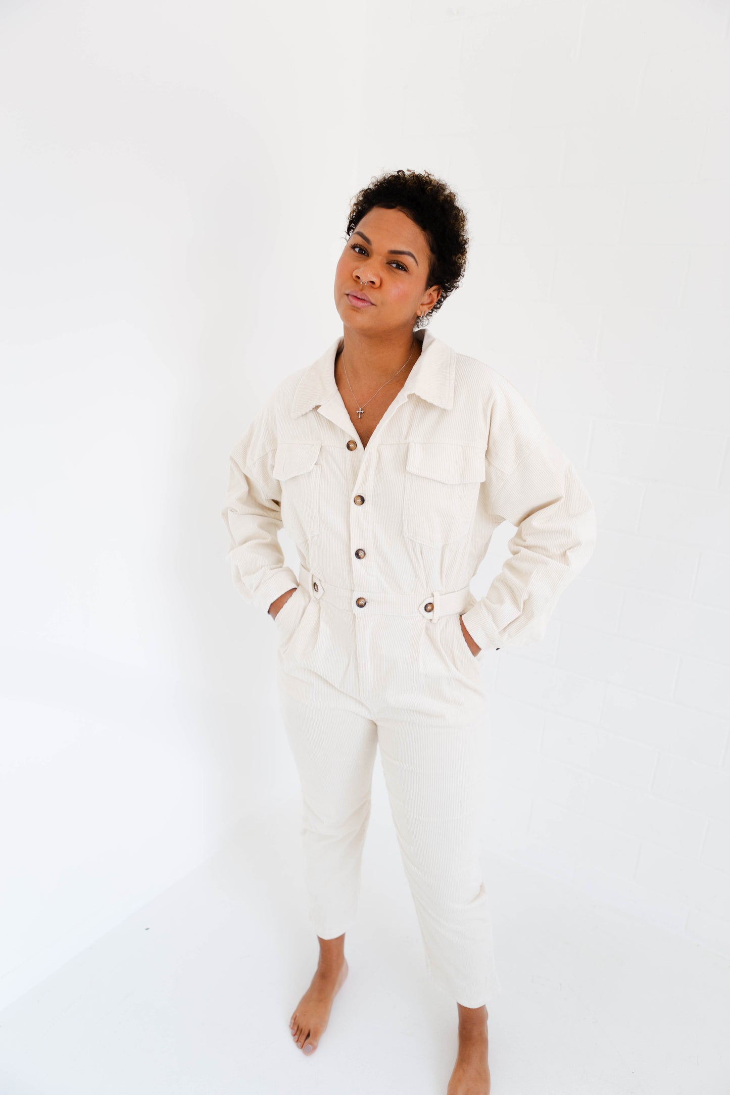 Cream Utility Jumpsuit
