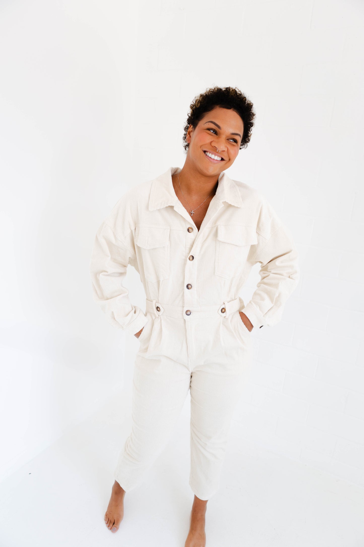 Cream Utility Jumpsuit
