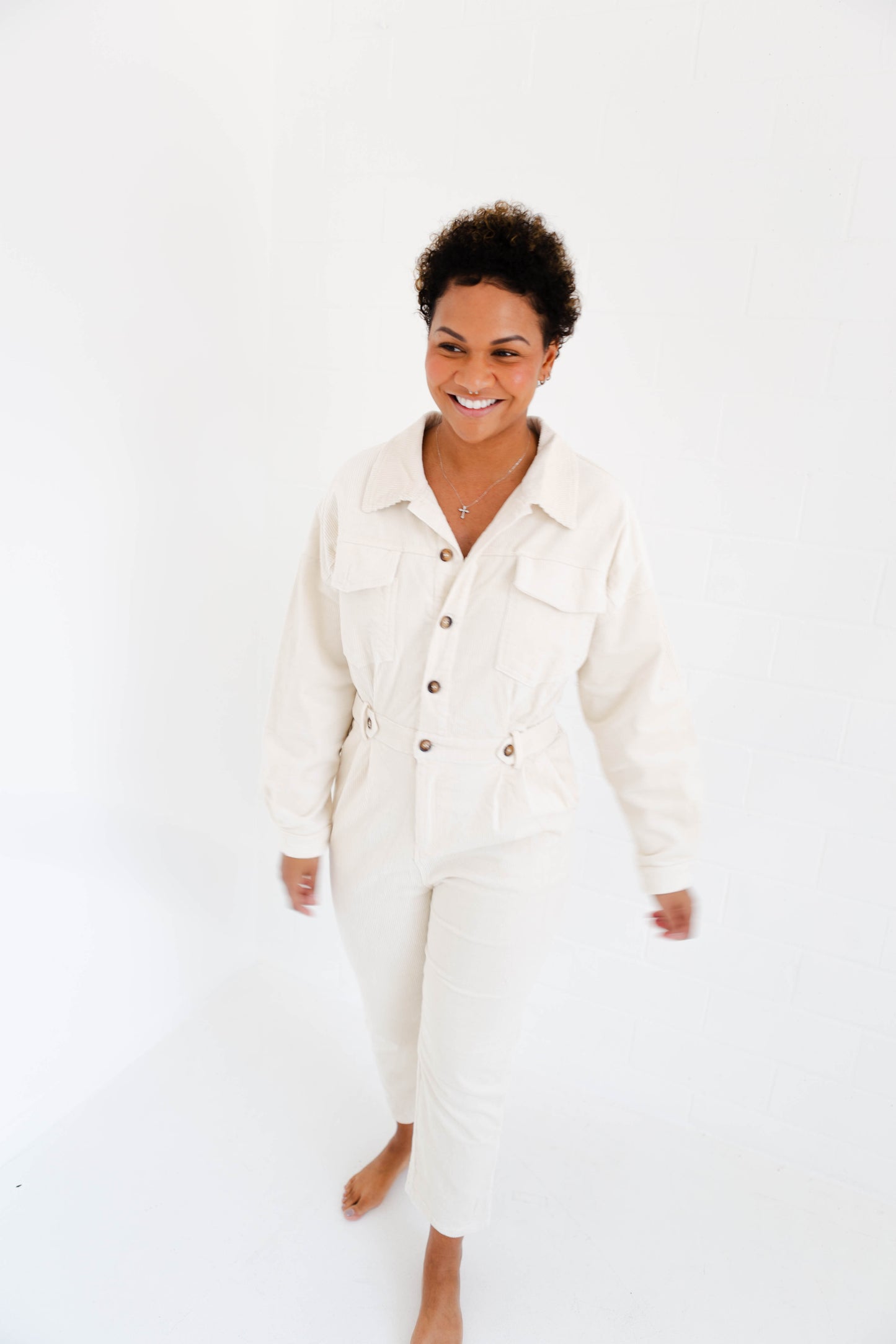 Cream Utility Jumpsuit