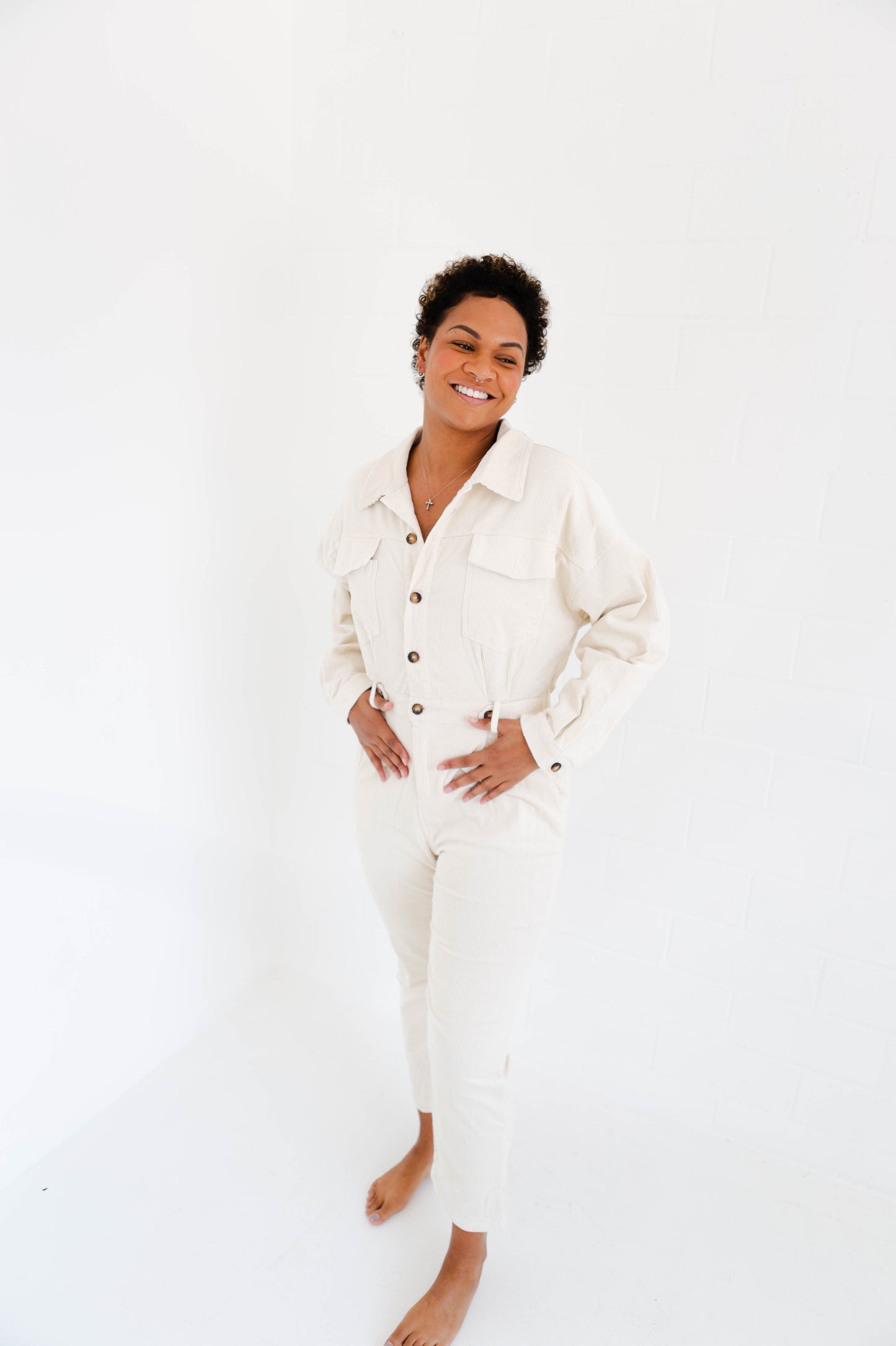 Cream Utility Jumpsuit