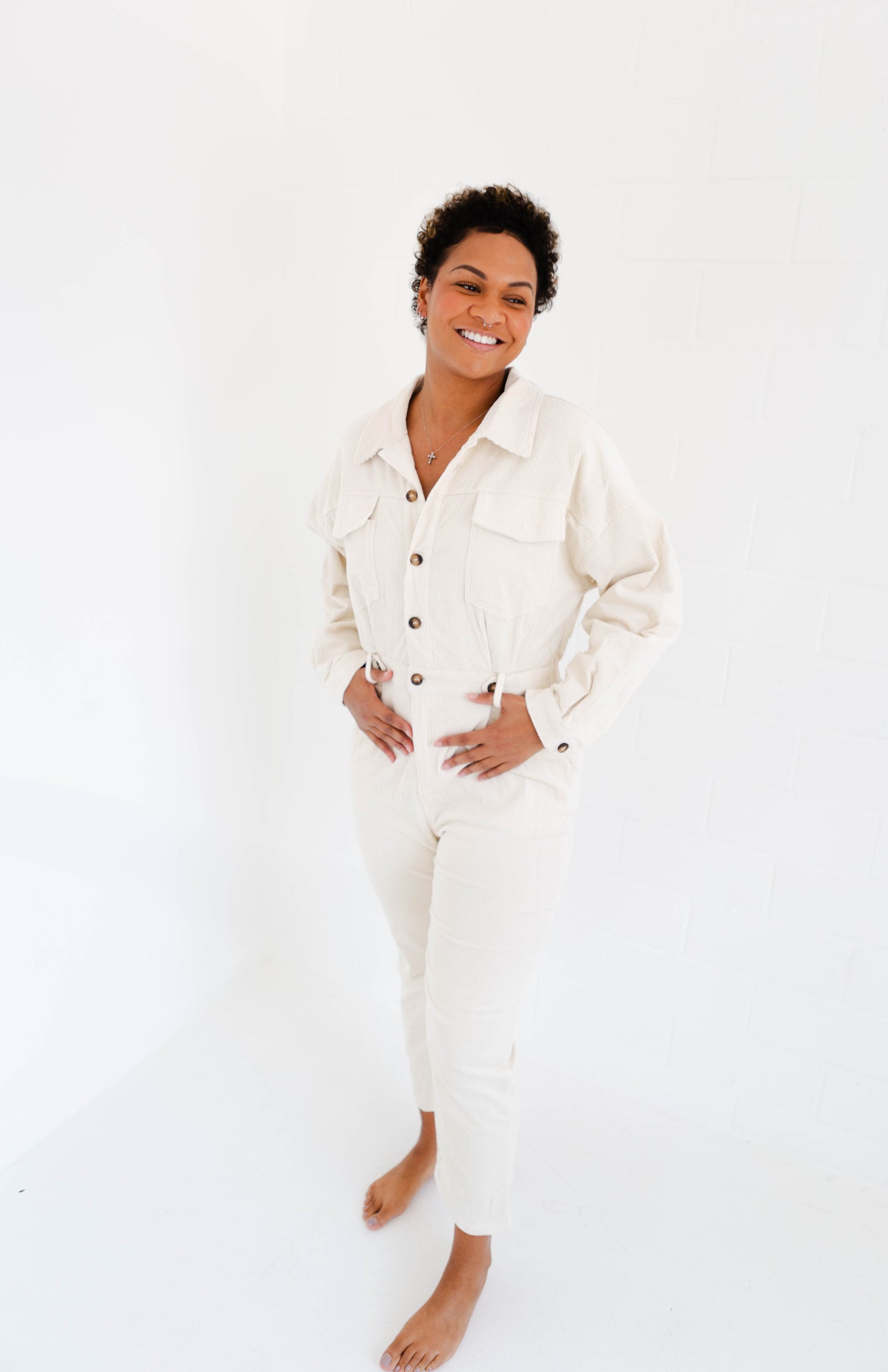 Cream Utility Jumpsuit