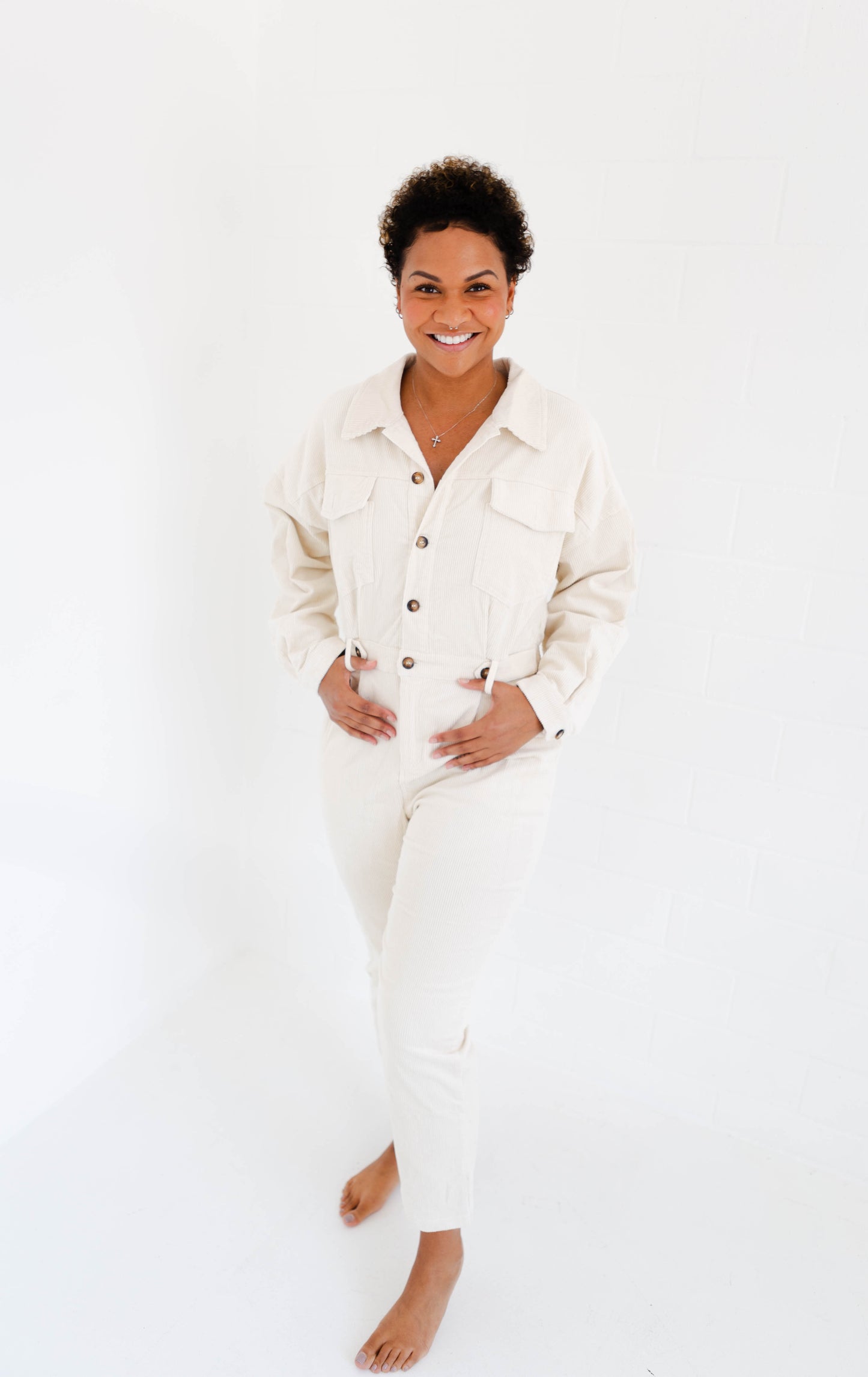 Cream Utility Jumpsuit