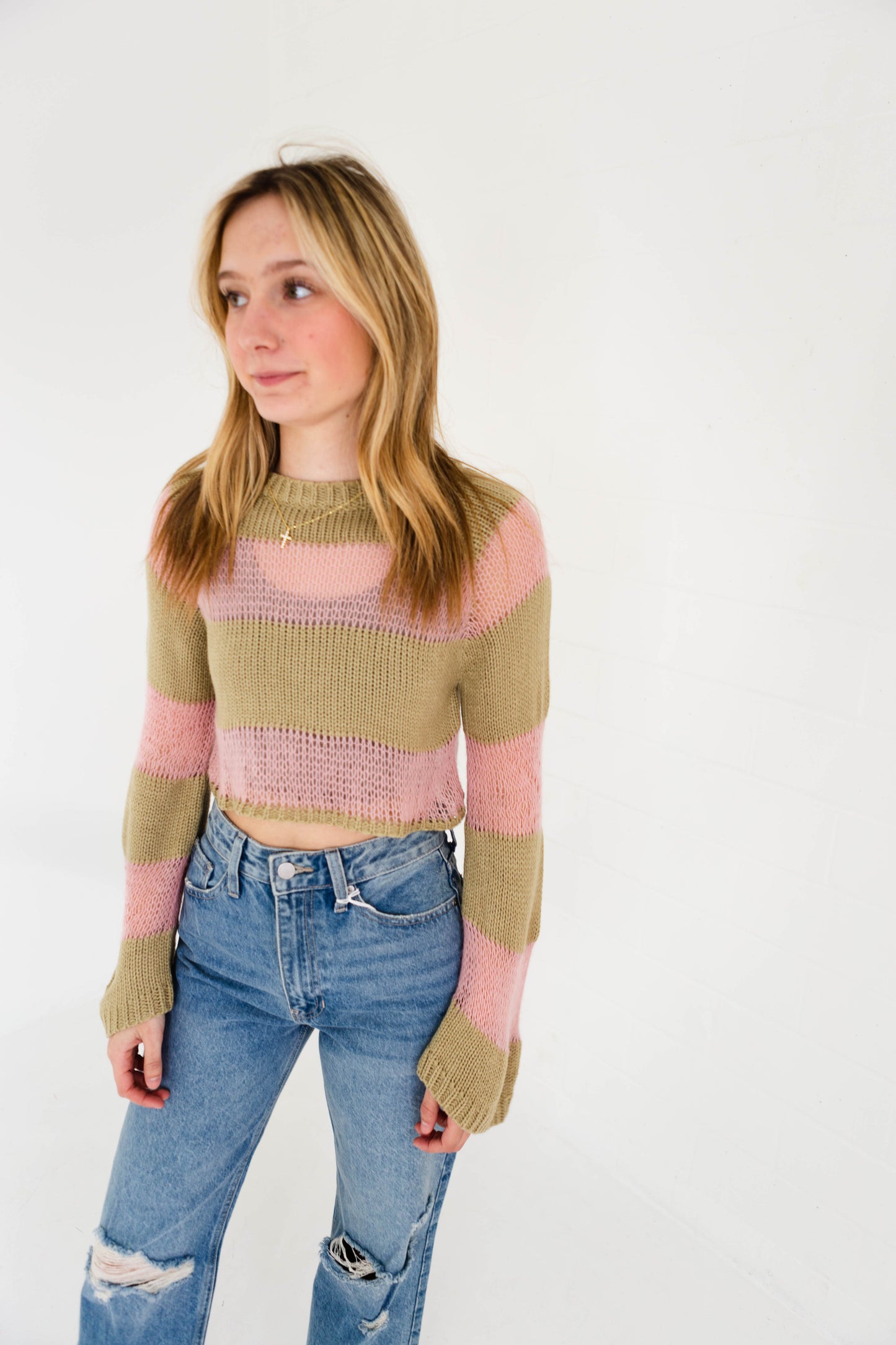 Melon Striped Knit Sweater