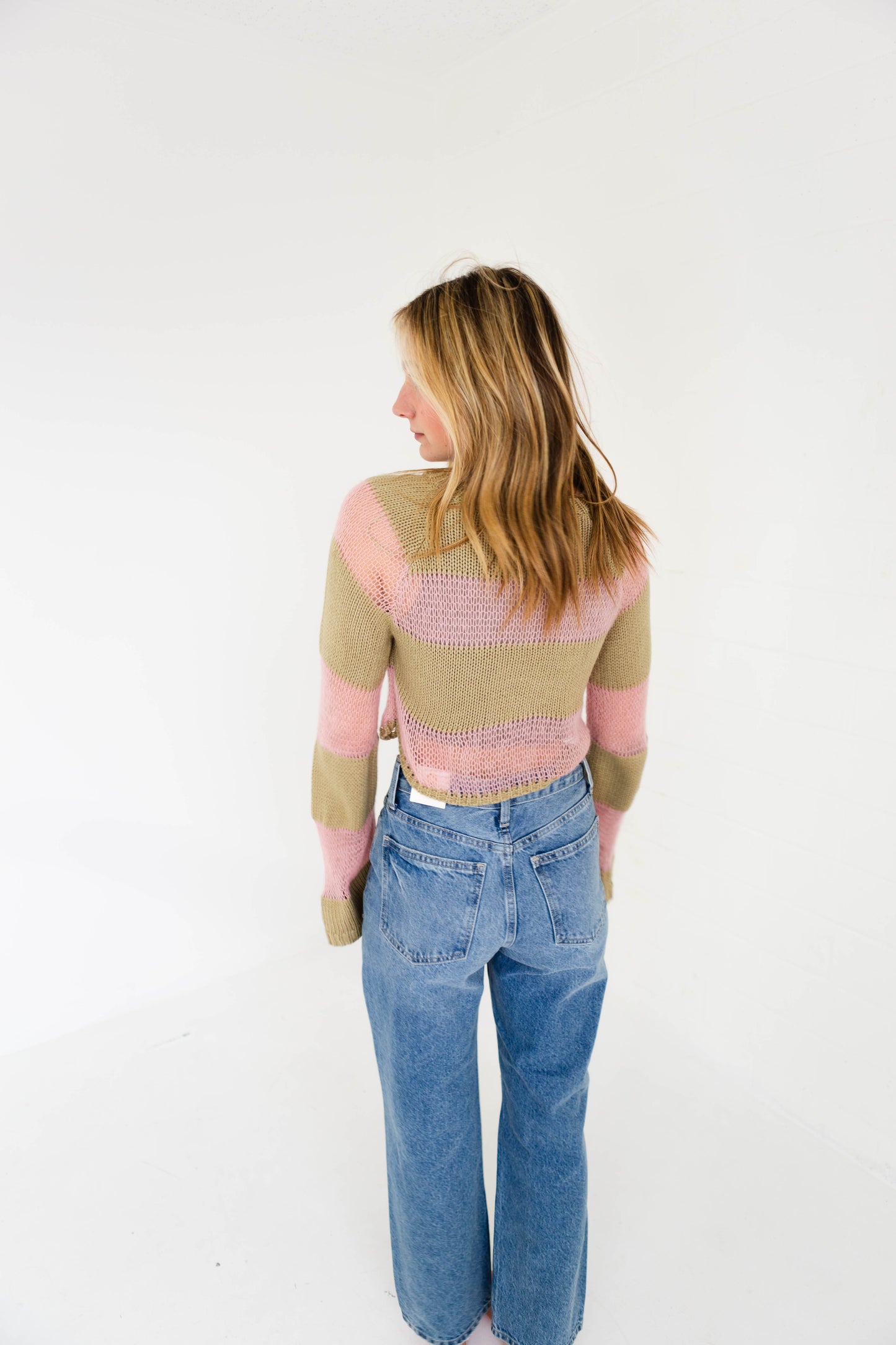 Melon Striped Knit Sweater