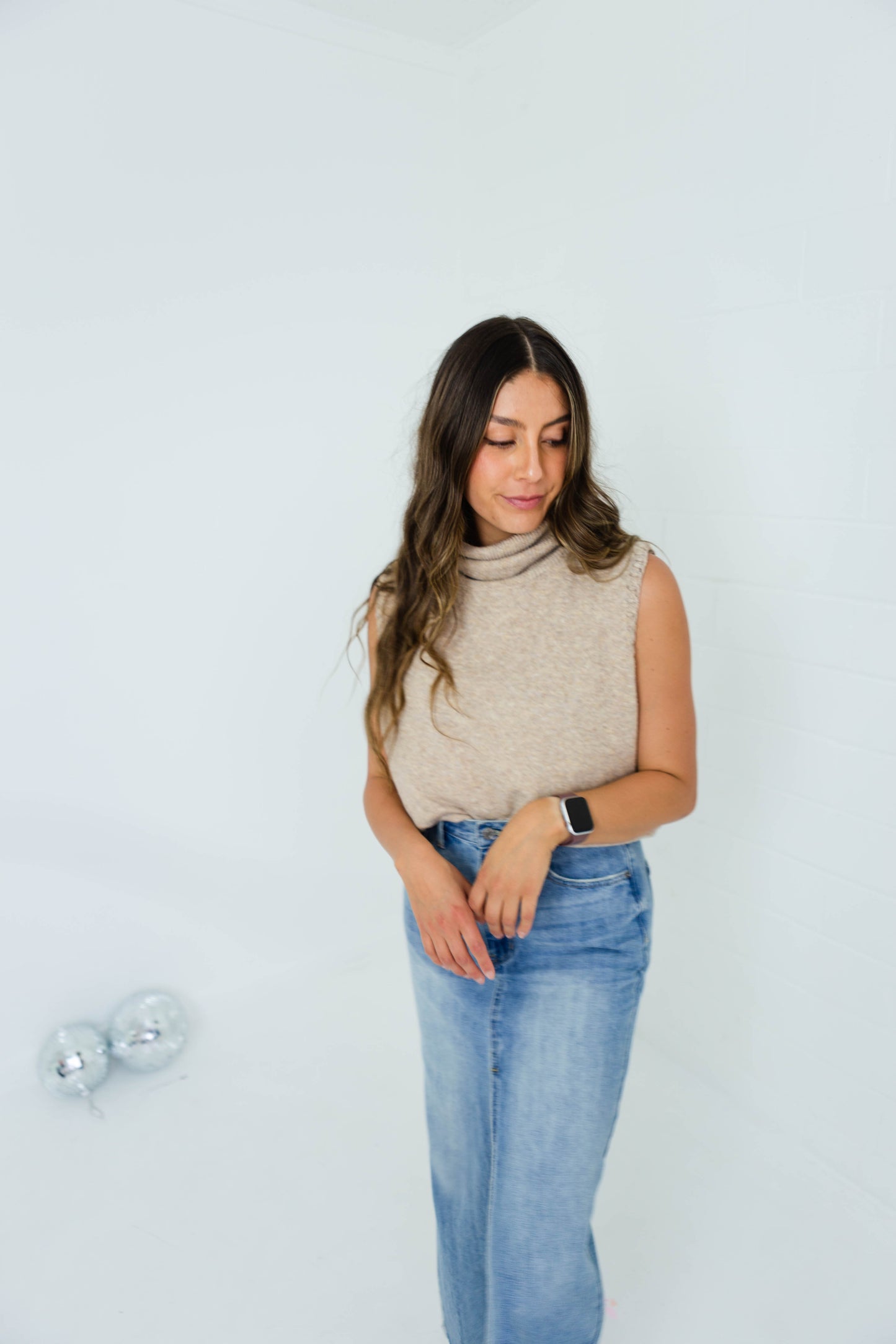 Taupe Sweater Turtle Neck Top
