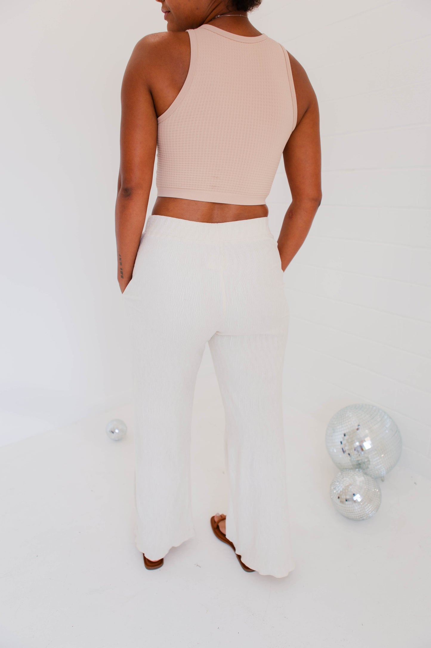 Bone Textured Velvet Pants