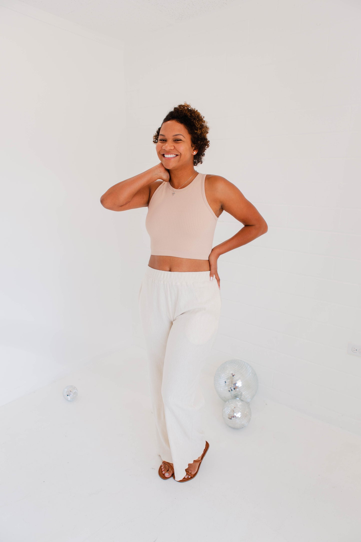 Bone Textured Velvet Pants