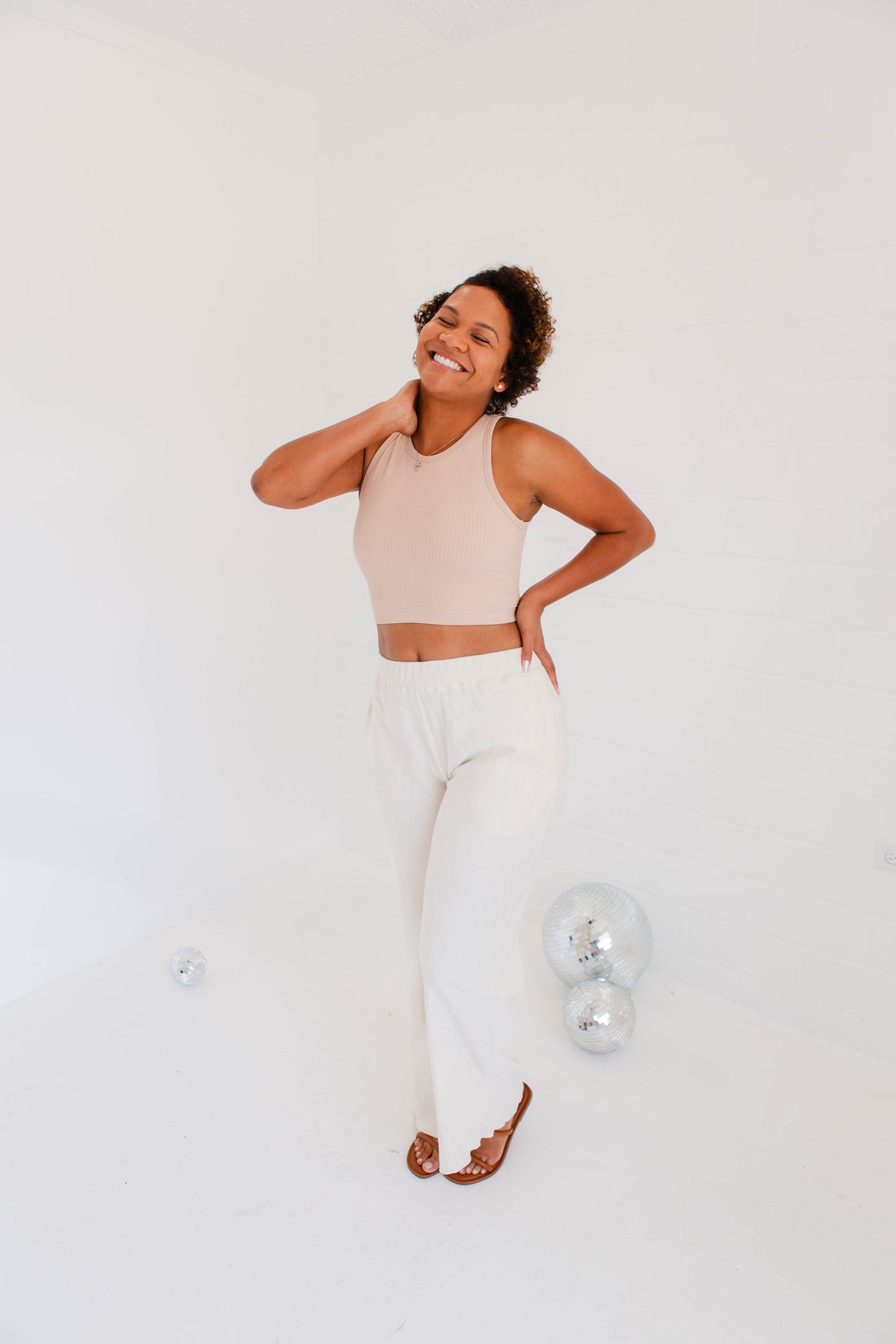 Bone Textured Velvet Pants