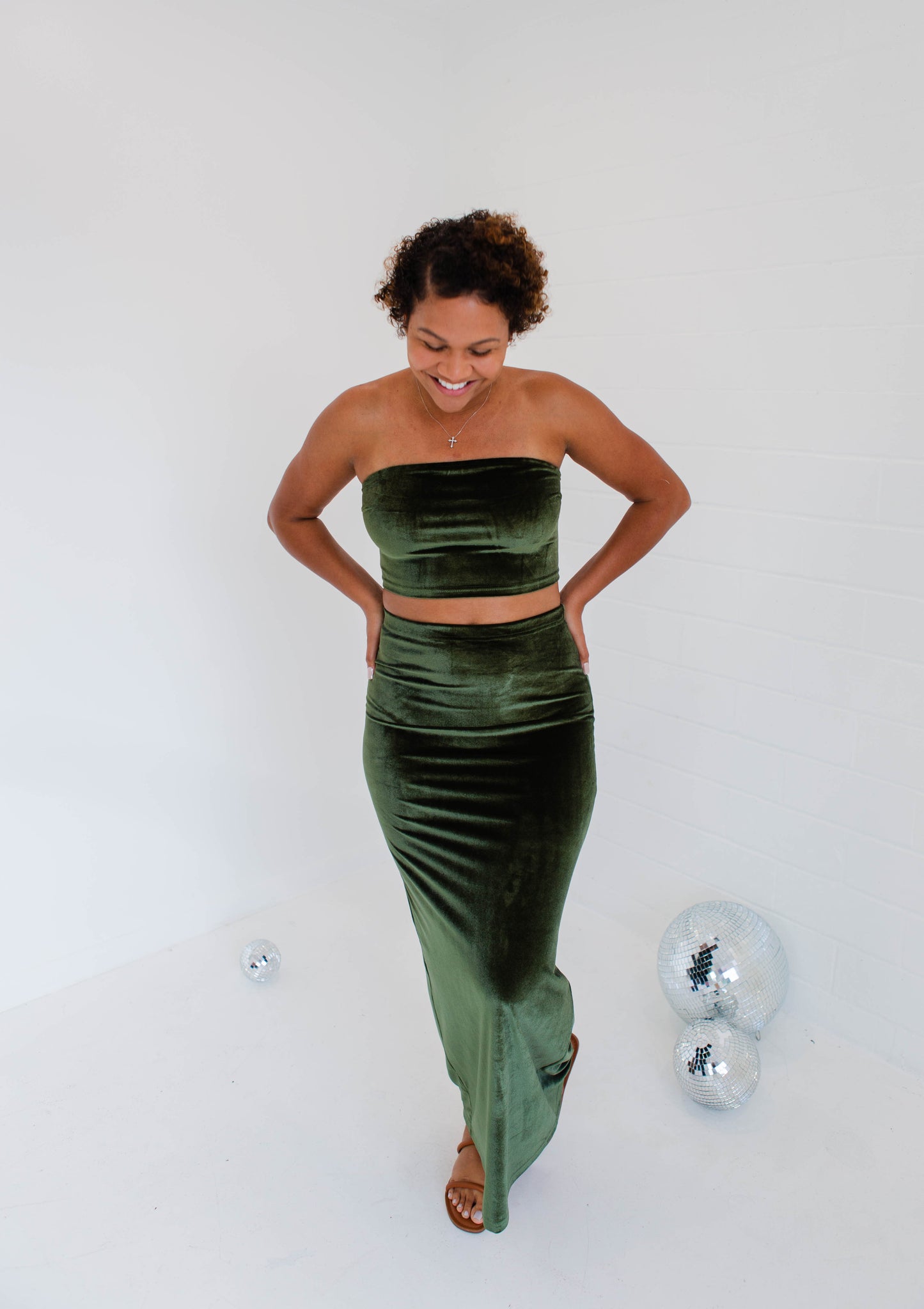 Olive Green Maxi Skirt Set