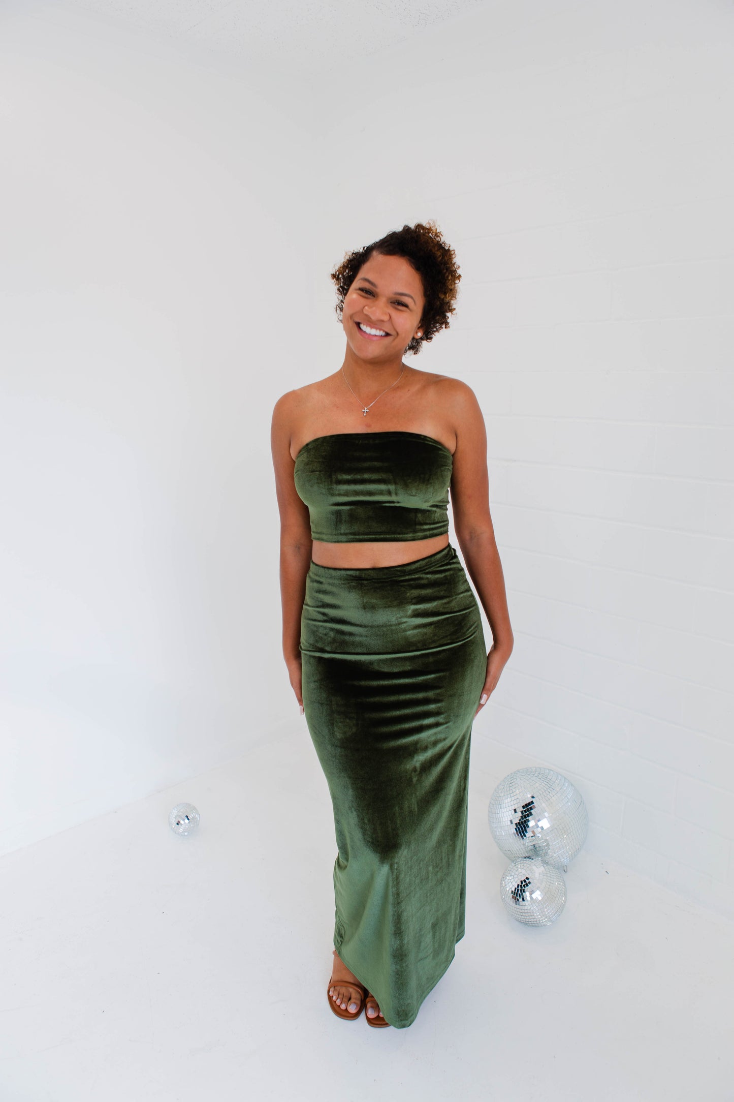 Olive Green Maxi Skirt Set