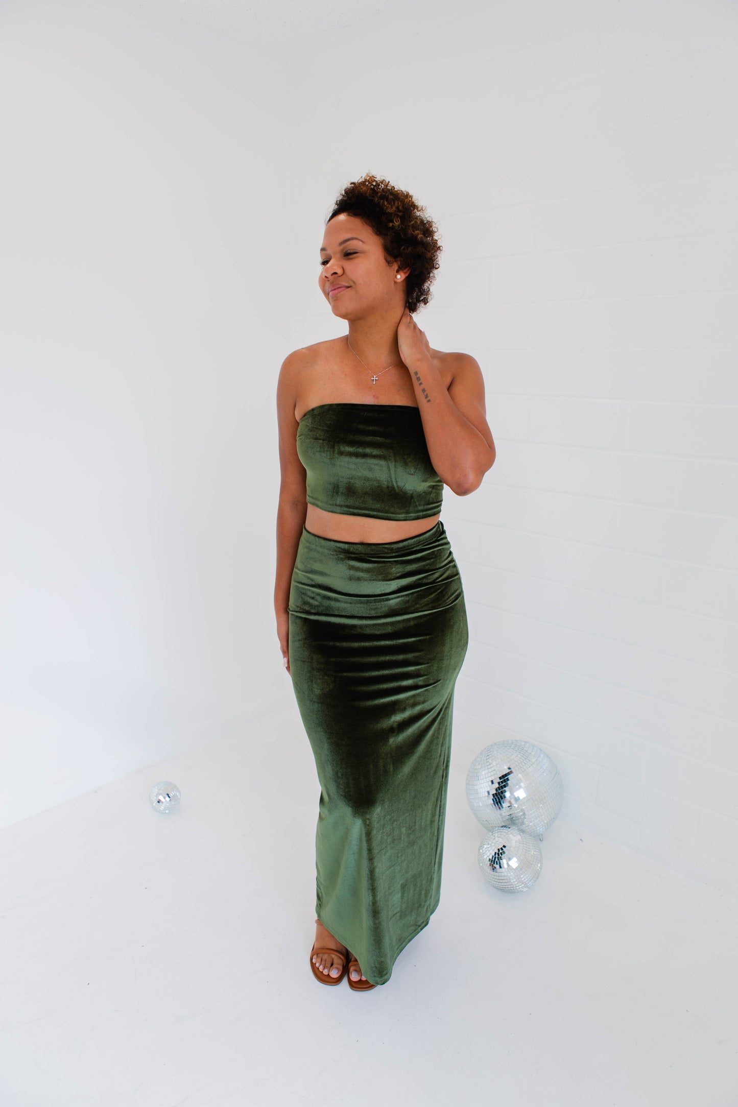 Olive Green Maxi Skirt Set